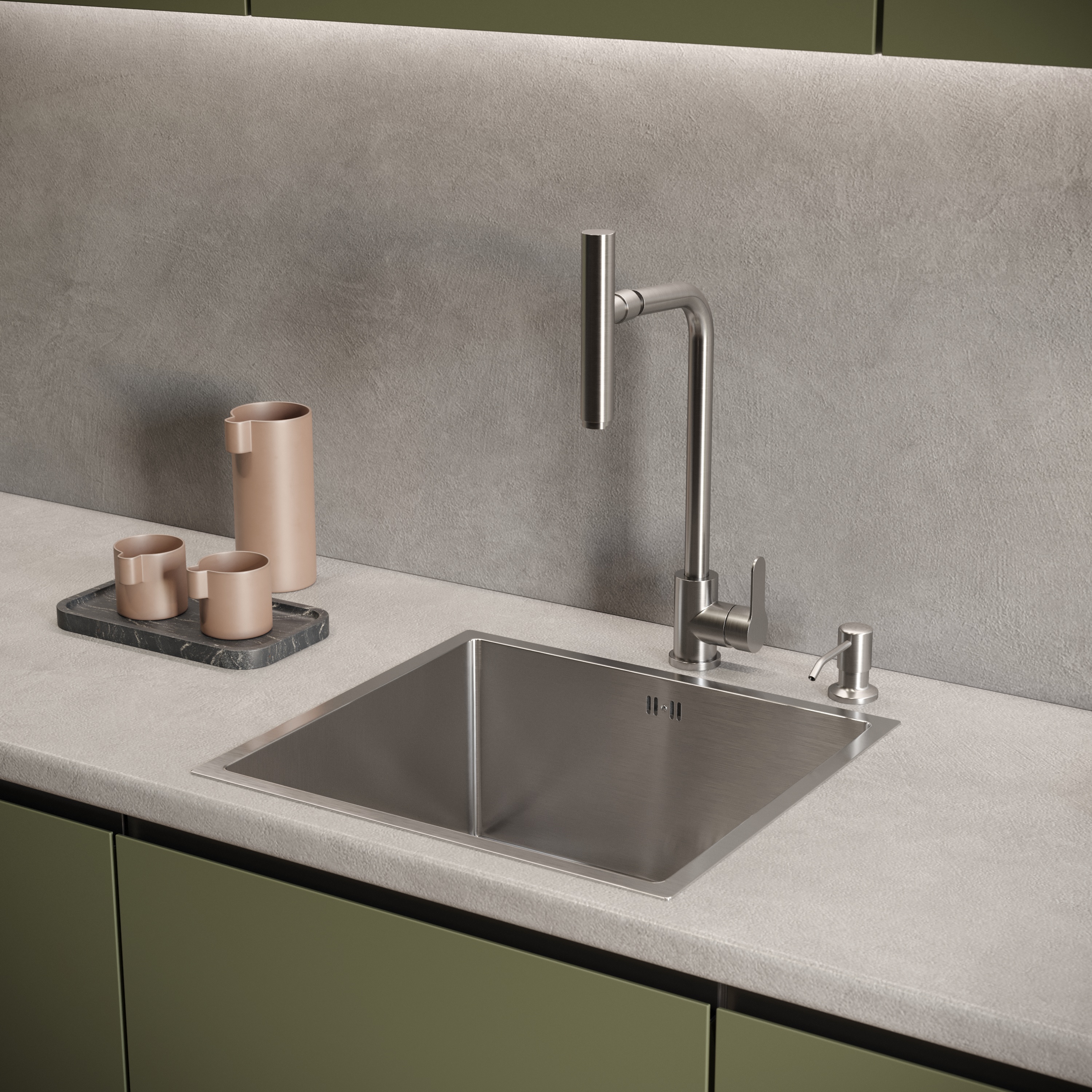 Дозатор для кухонной мойки Domaci Равенна 401 сатин купить в Тамбове