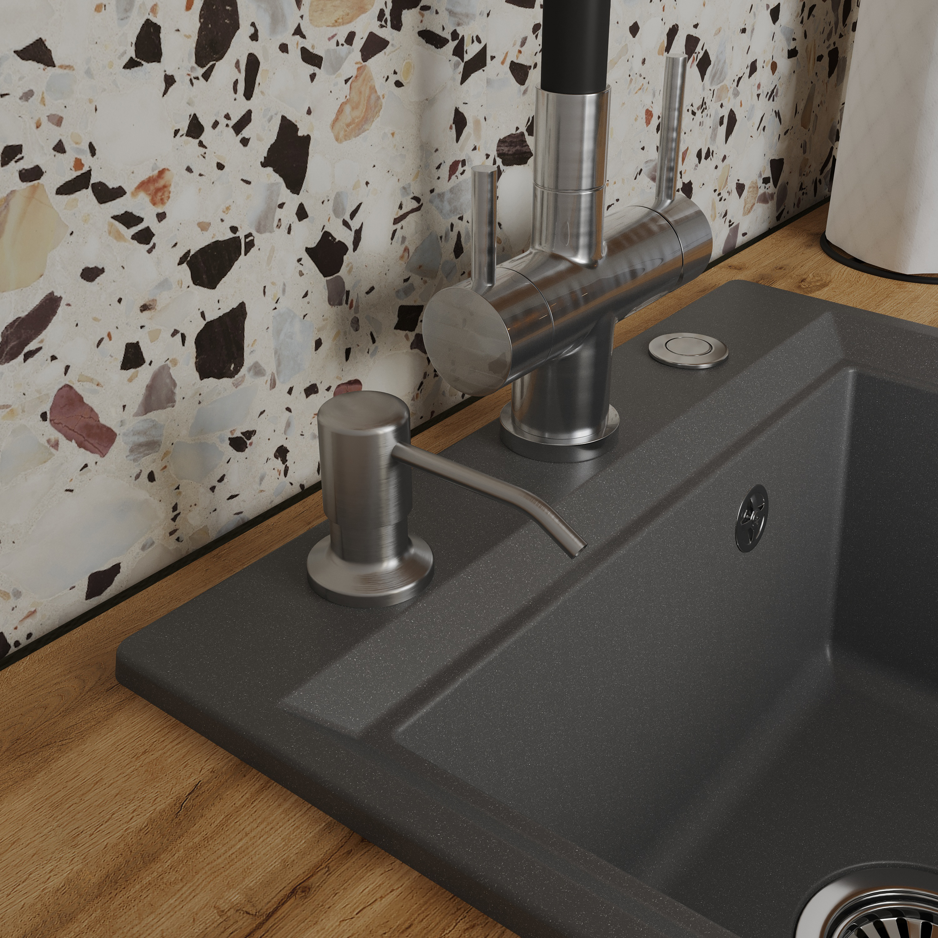 Дозатор для кухонной мойки Domaci Равенна 401 сатин купить в Тамбове