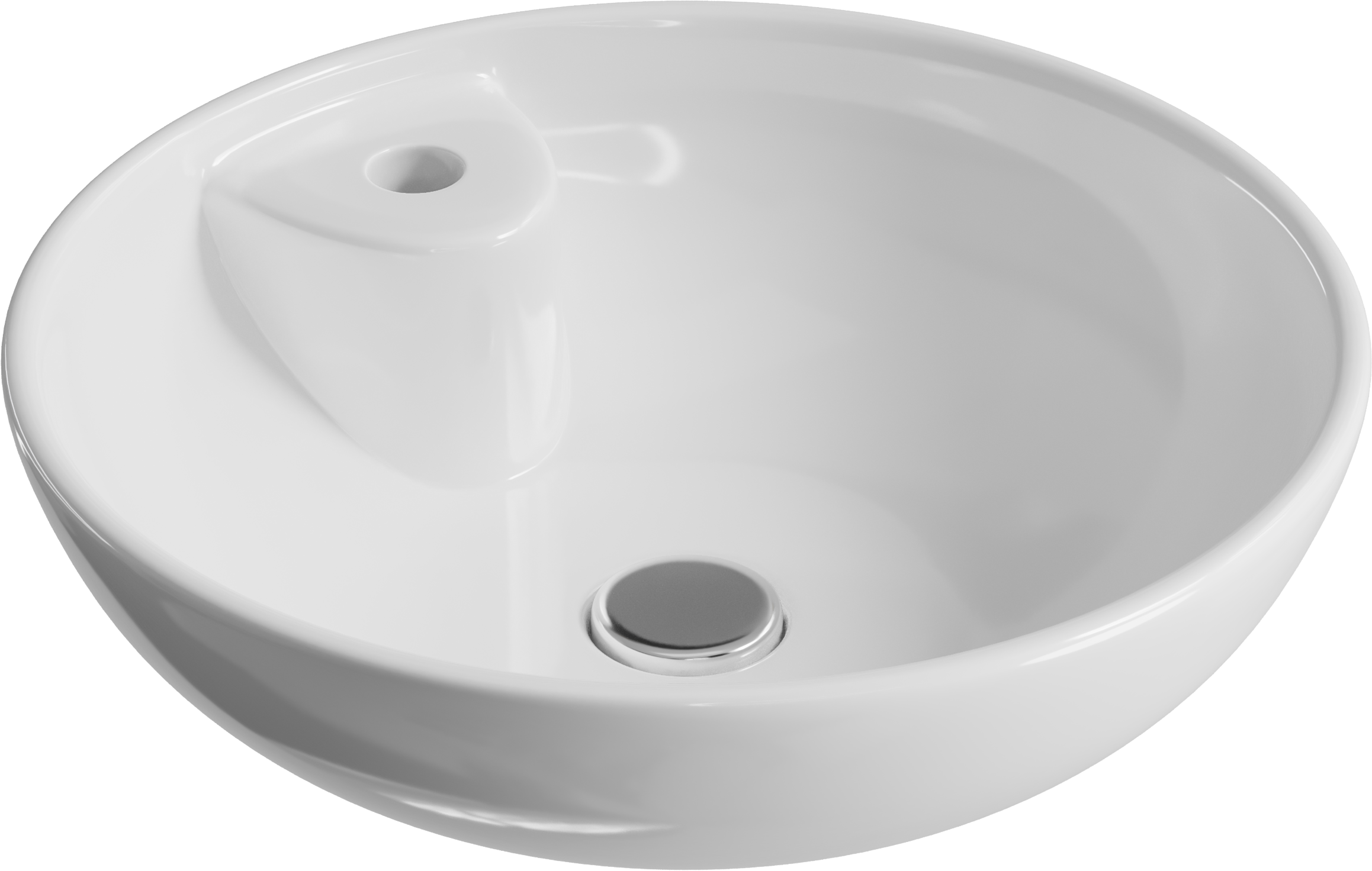 Накладная раковина STWORKI K0101-9455 45 белая, круглая, фаянс, с 1 отверстием под смеситель