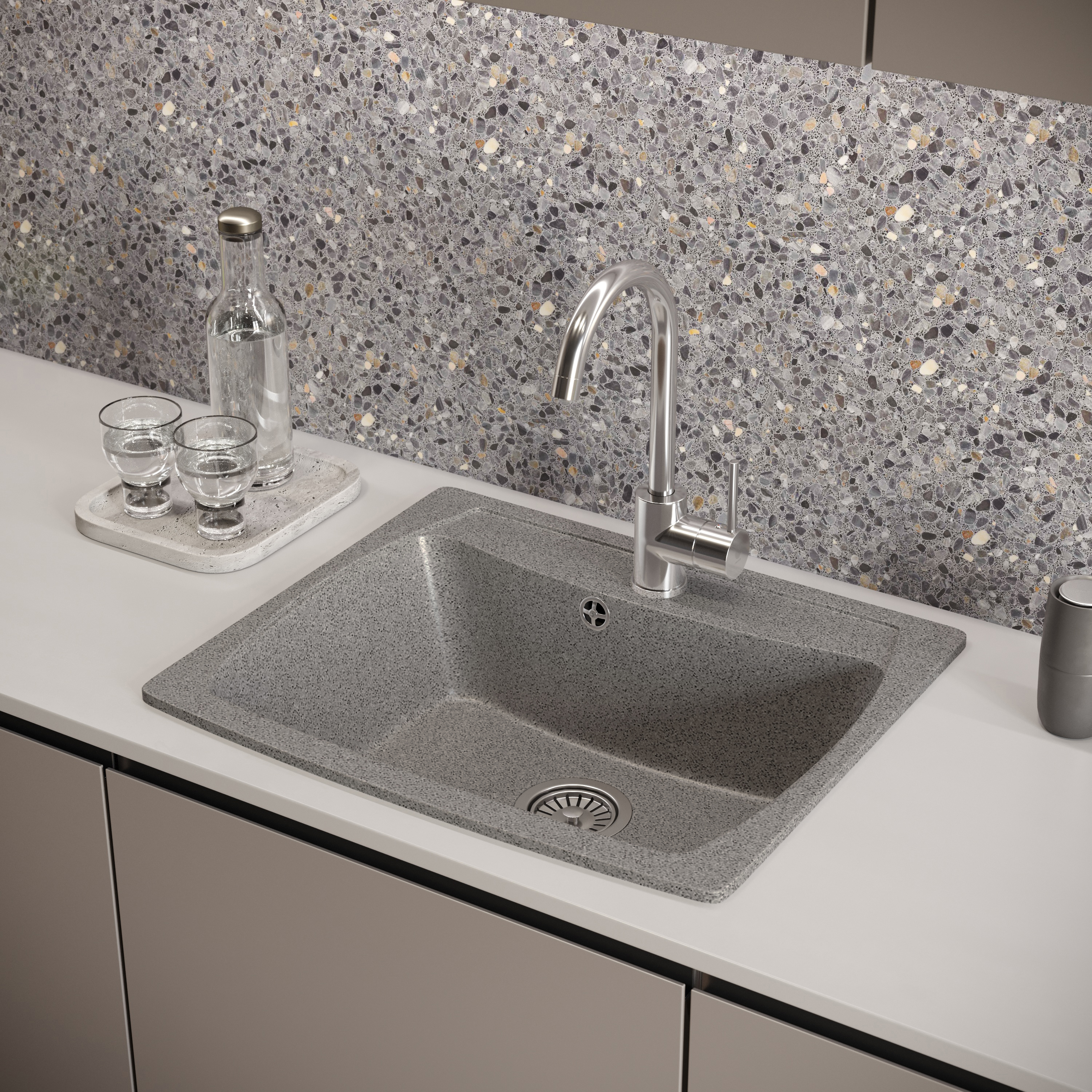 Мойка кухонная Domaci Бьелла DMC-03-309 темно-серая купить в Тамбове