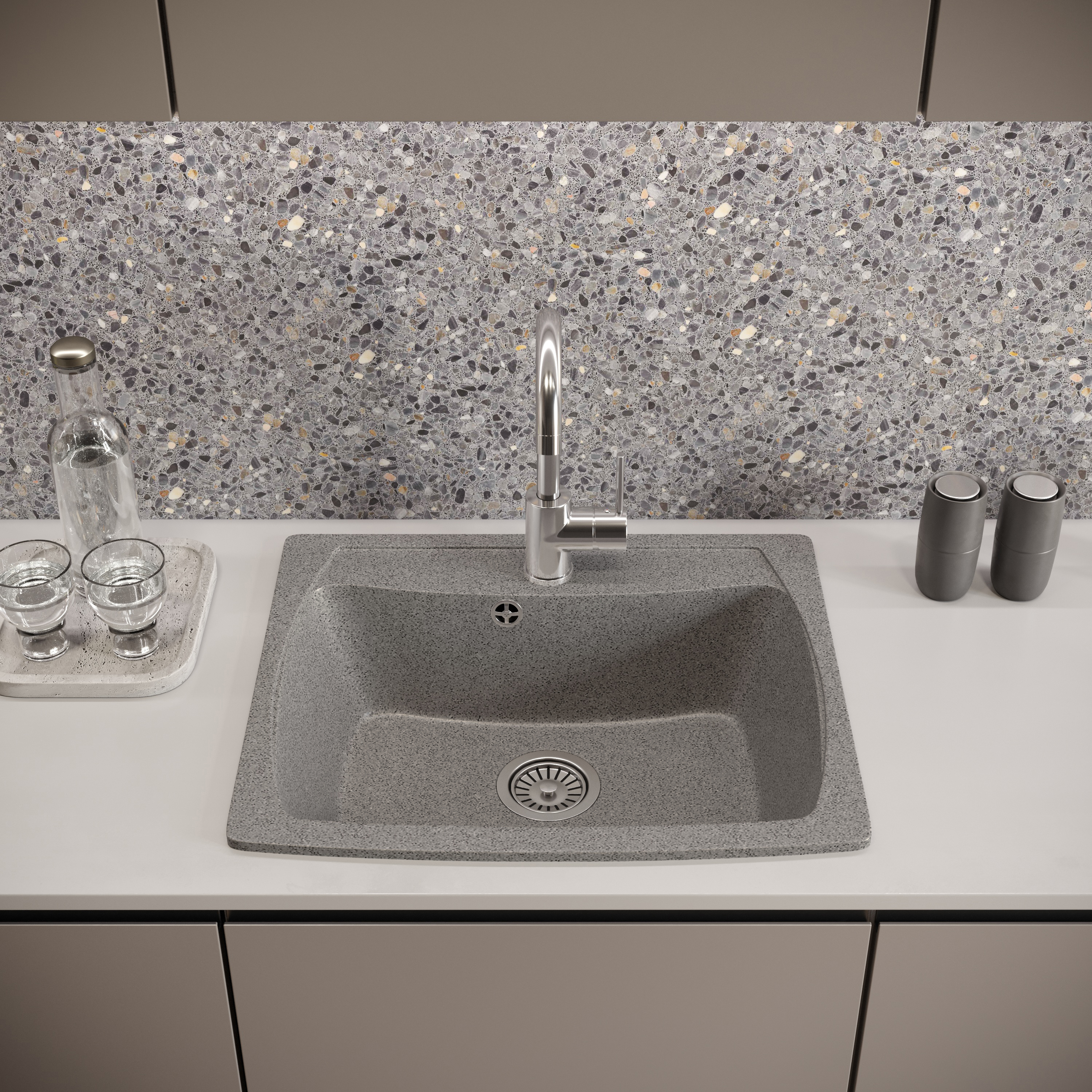 Мойка кухонная Domaci Бьелла DMC-03-309 темно-серая купить в Тамбове