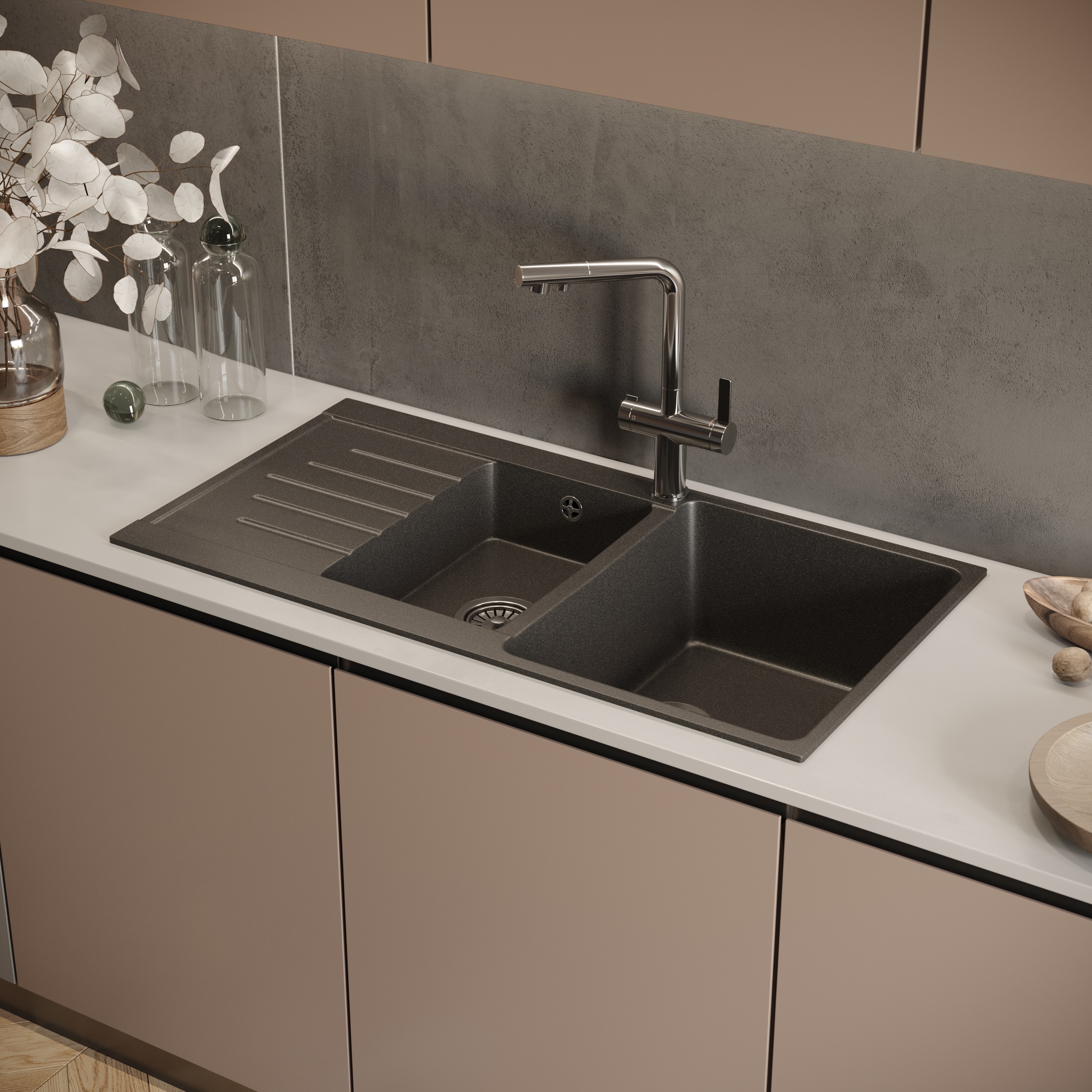 Мойка кухонная Domaci Бьелла DMC-98K-343 антрацит купить в Тамбове