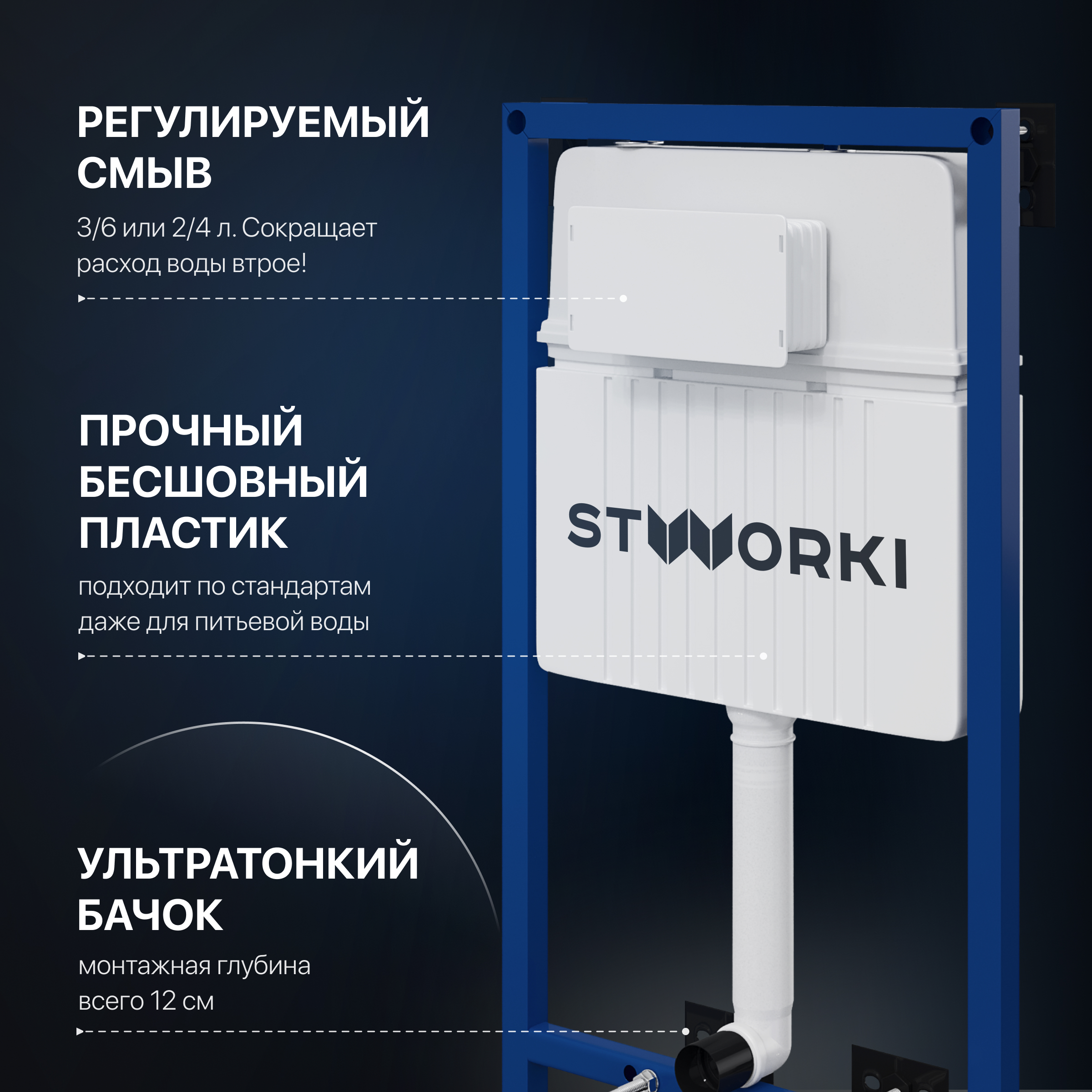 Комплект 3 в 1 Унитаз подвесной STWORKI Дублин SETK3504-0605-001-1-6000 + Инсталляция 510162 + Кнопка 230823 цвет матовый хром купить в Тамбове