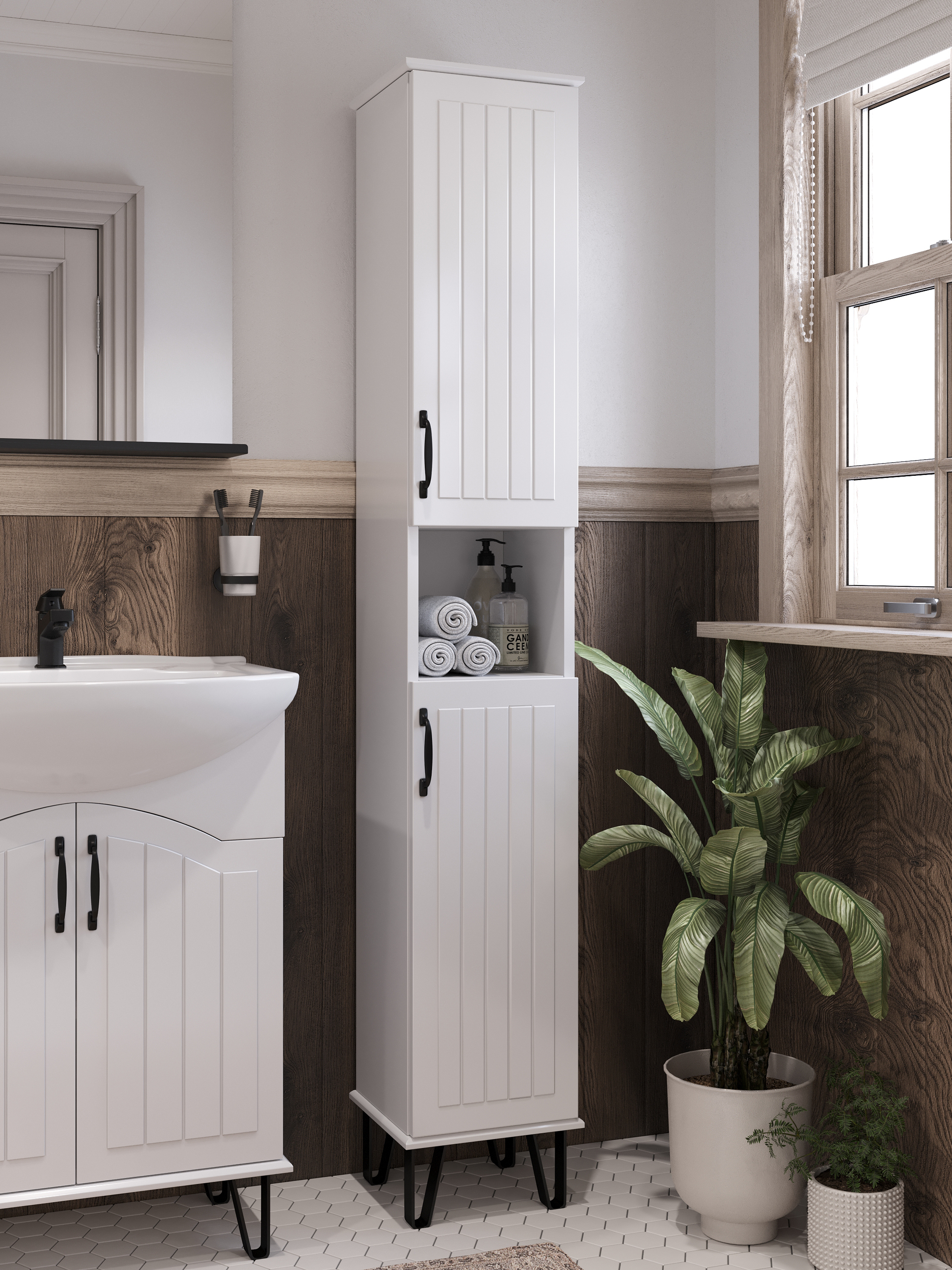 Шкаф-пенал для ванной DIWO Сочи 30, белый