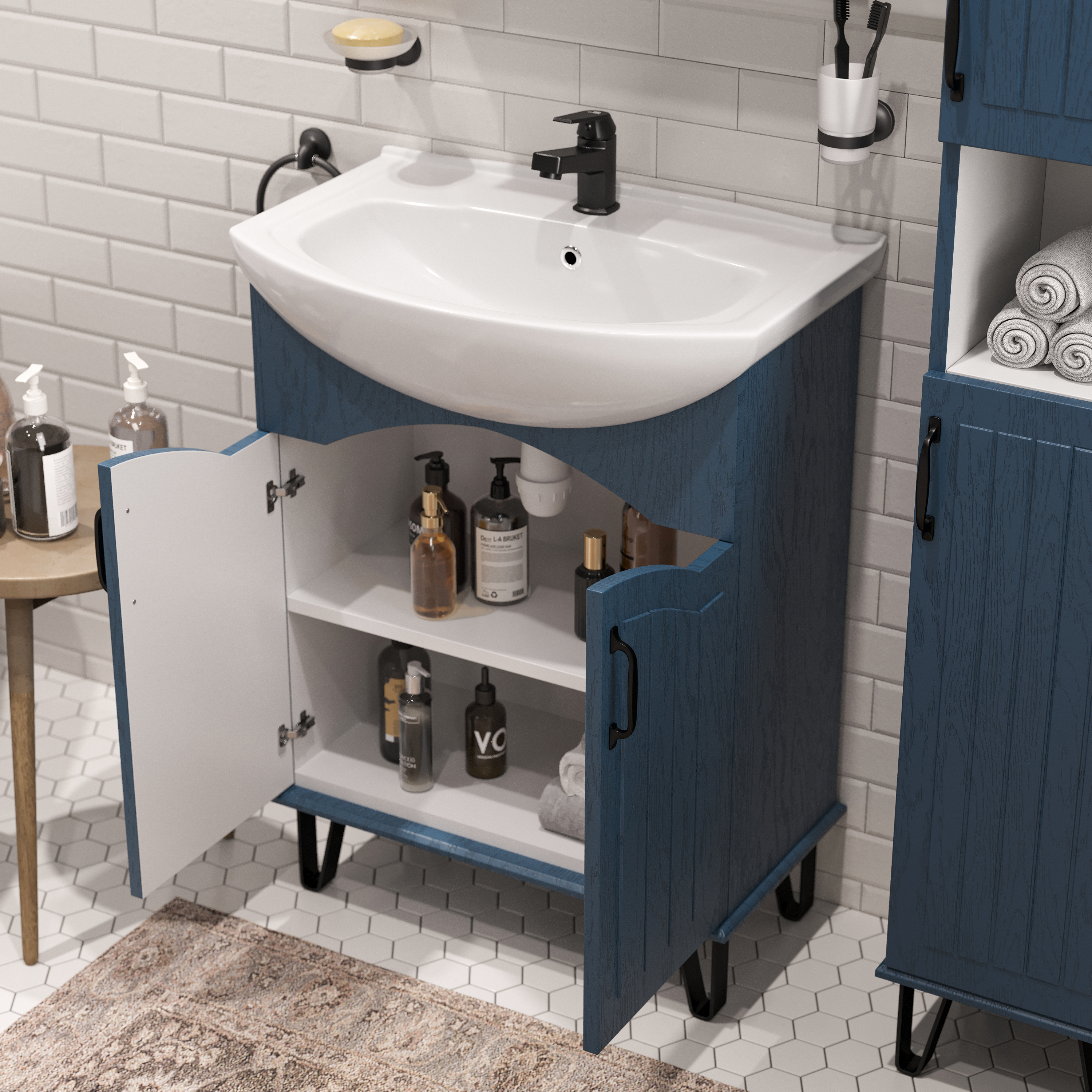 Тумба с раковиной DIWO Сочи 65 синяя купить в Тамбове