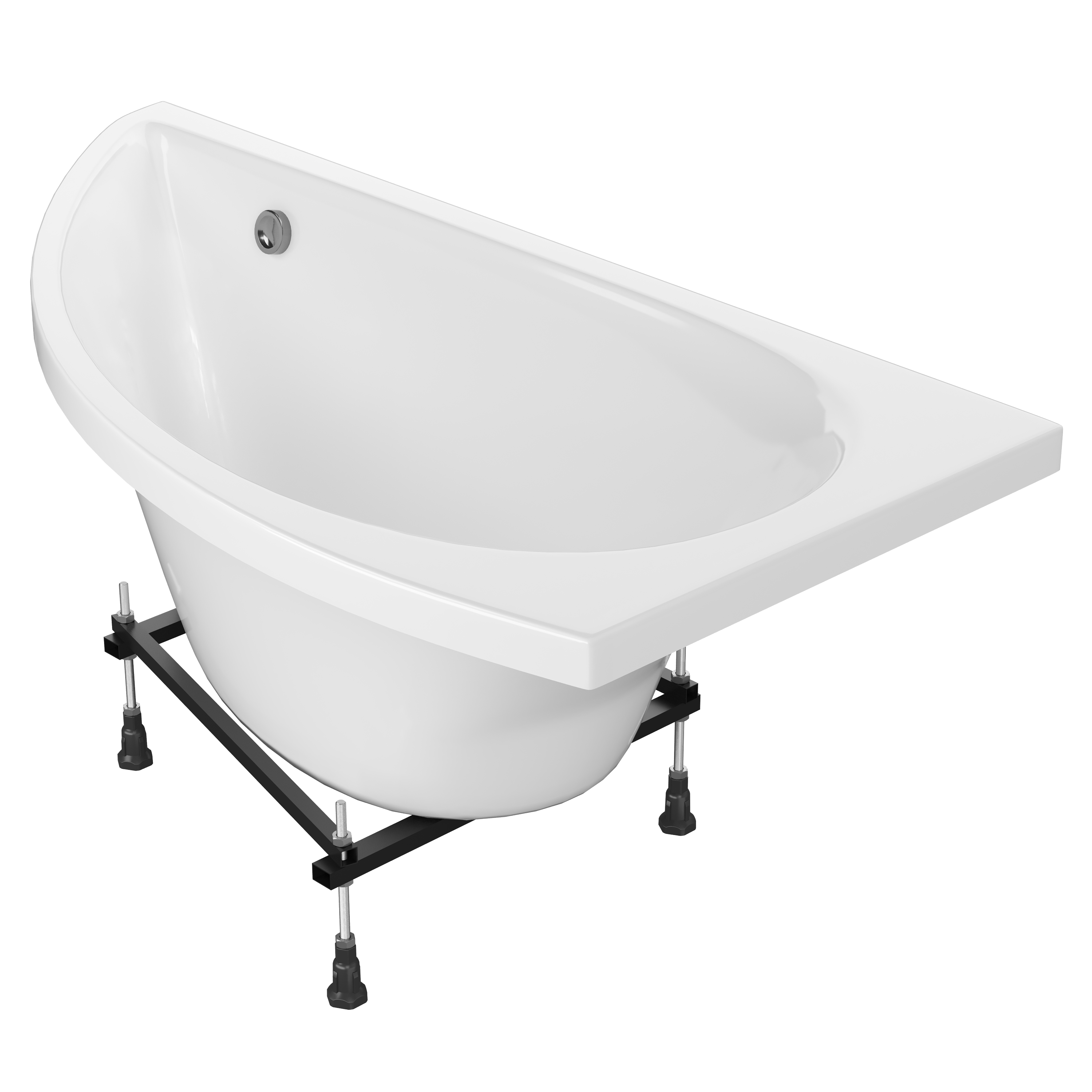 Акриловая ванна STWORKI Лунд R 150x75 см, угловая, правая, пристенная, белая, асимметричная, с каркасом купить в Тамбове