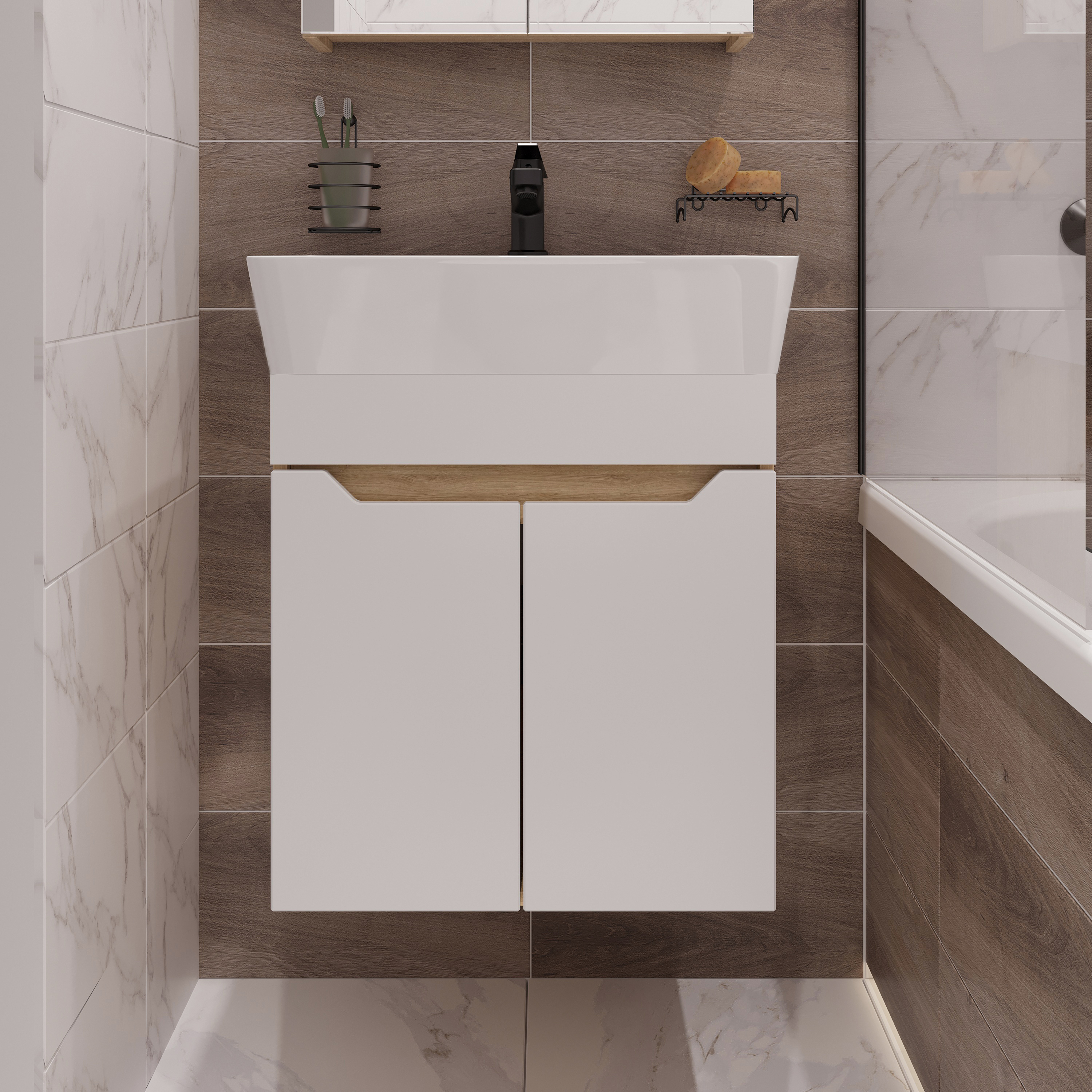 Тумба под раковину без столешницы DIWO Архангельск 50 подвесная, дуб сонома