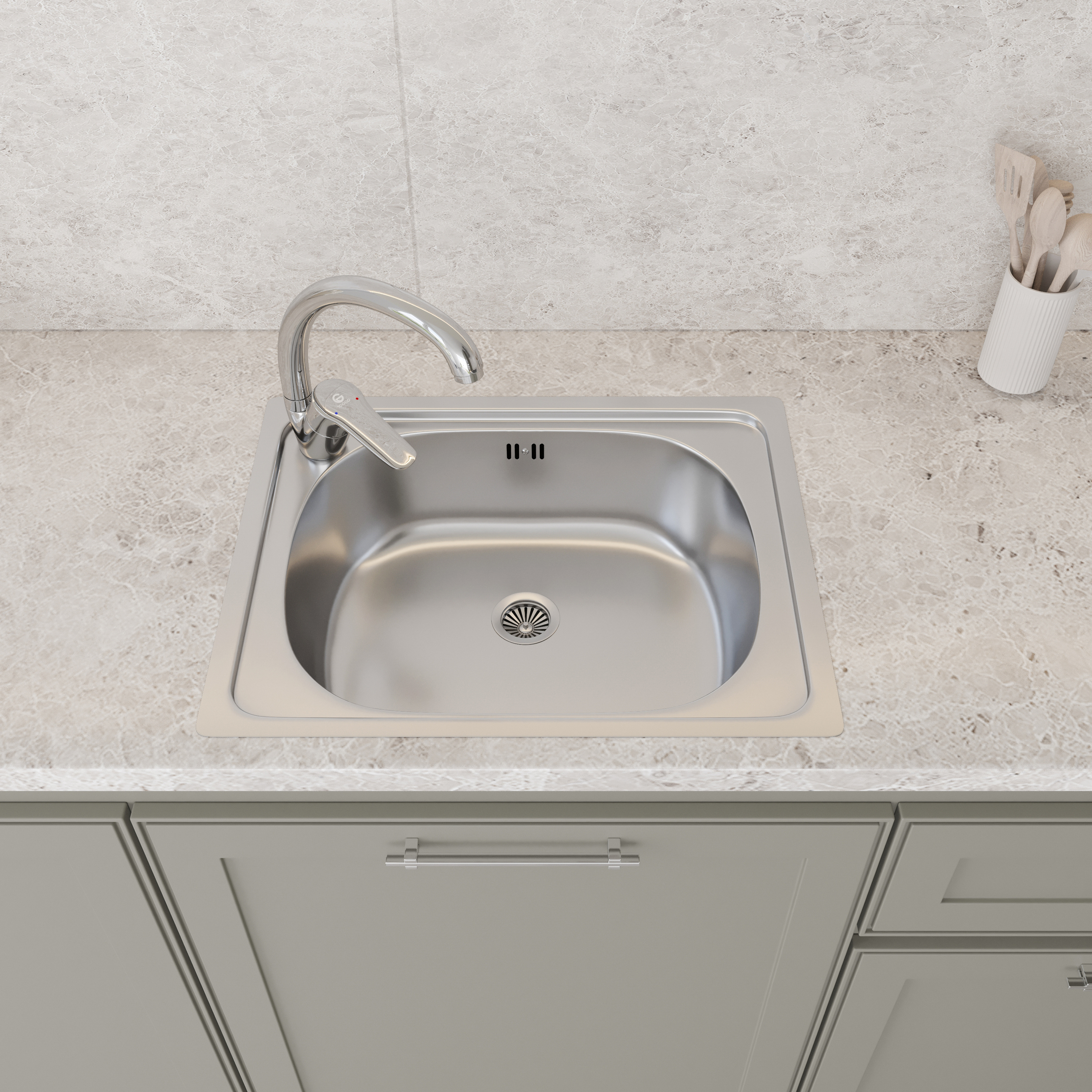 Мойка кухонная Domaci Равенна Ssik 500*400 (5) с переливом