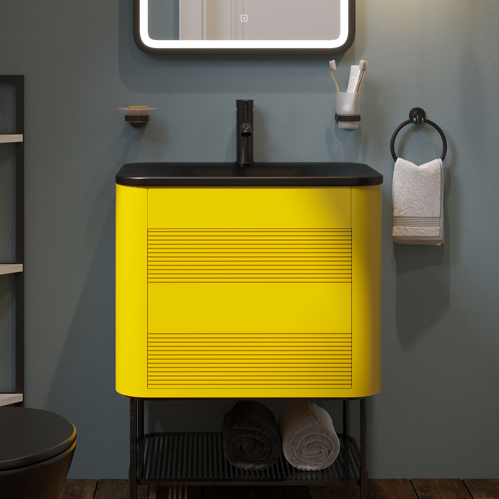 Тумба с раковиной Belinza Twist plus 65 желтая