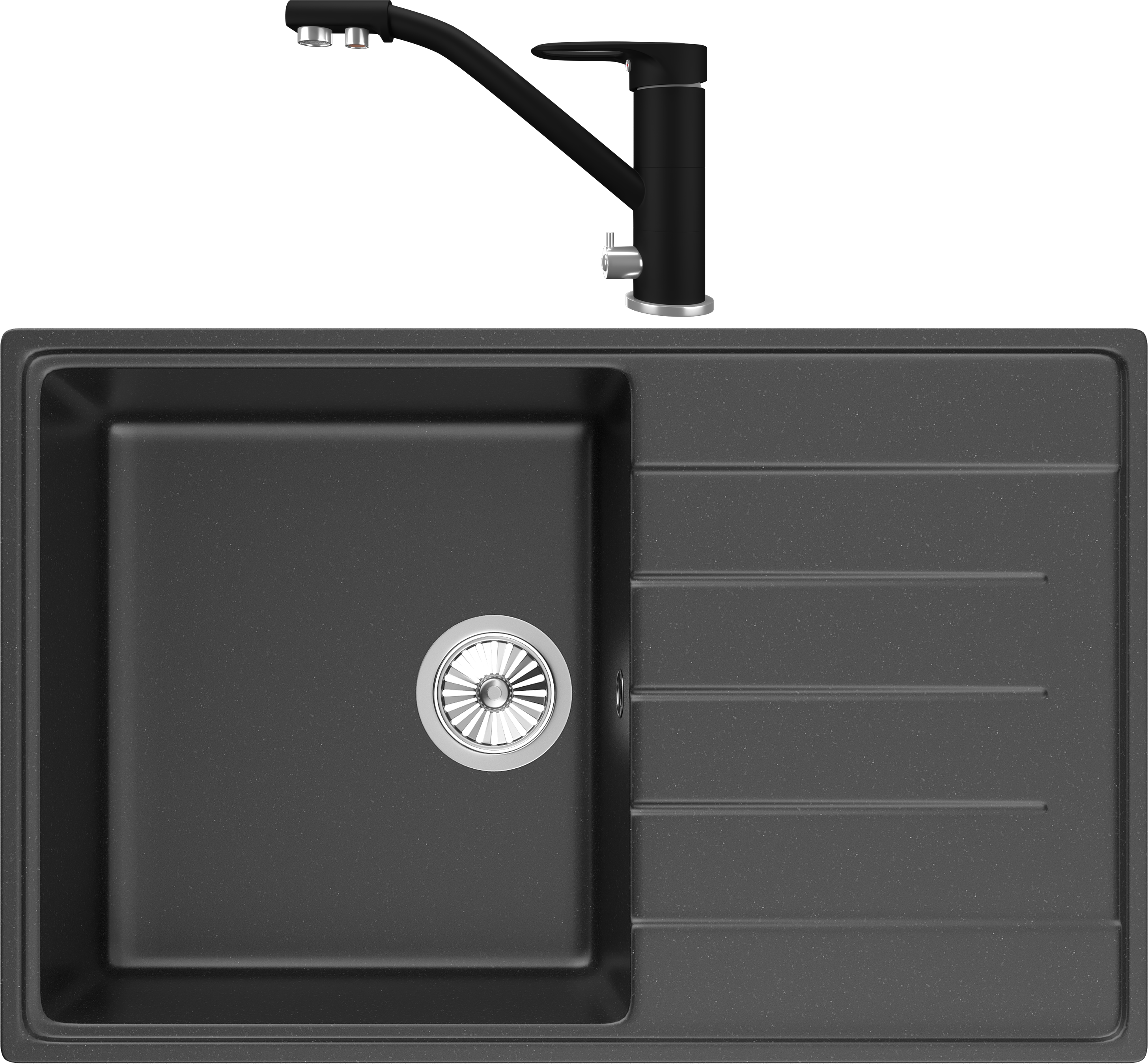 Комплект Мойка Domaci Солерно DP 780-07 уголь + Смеситель UQ-010-07 уголь