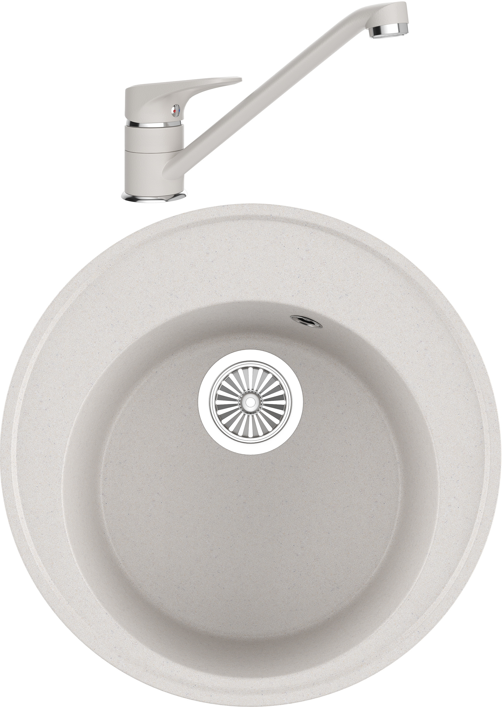 Комплект Мойка Domaci Солерно DN 485-01 жасмин + Смеситель UQ-004-01 жасмин