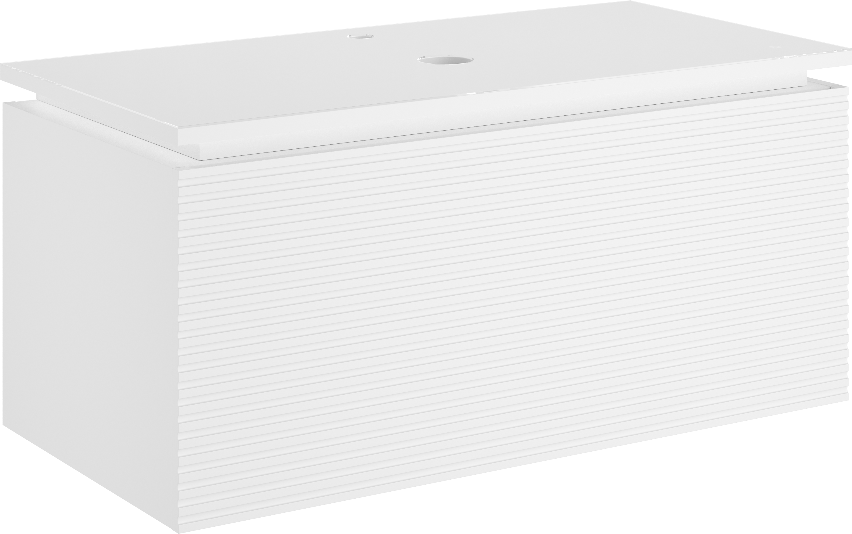 Тумба под раковину со столешницей STWORKI Рандерс 100, белая, подвесная, с подсветкой