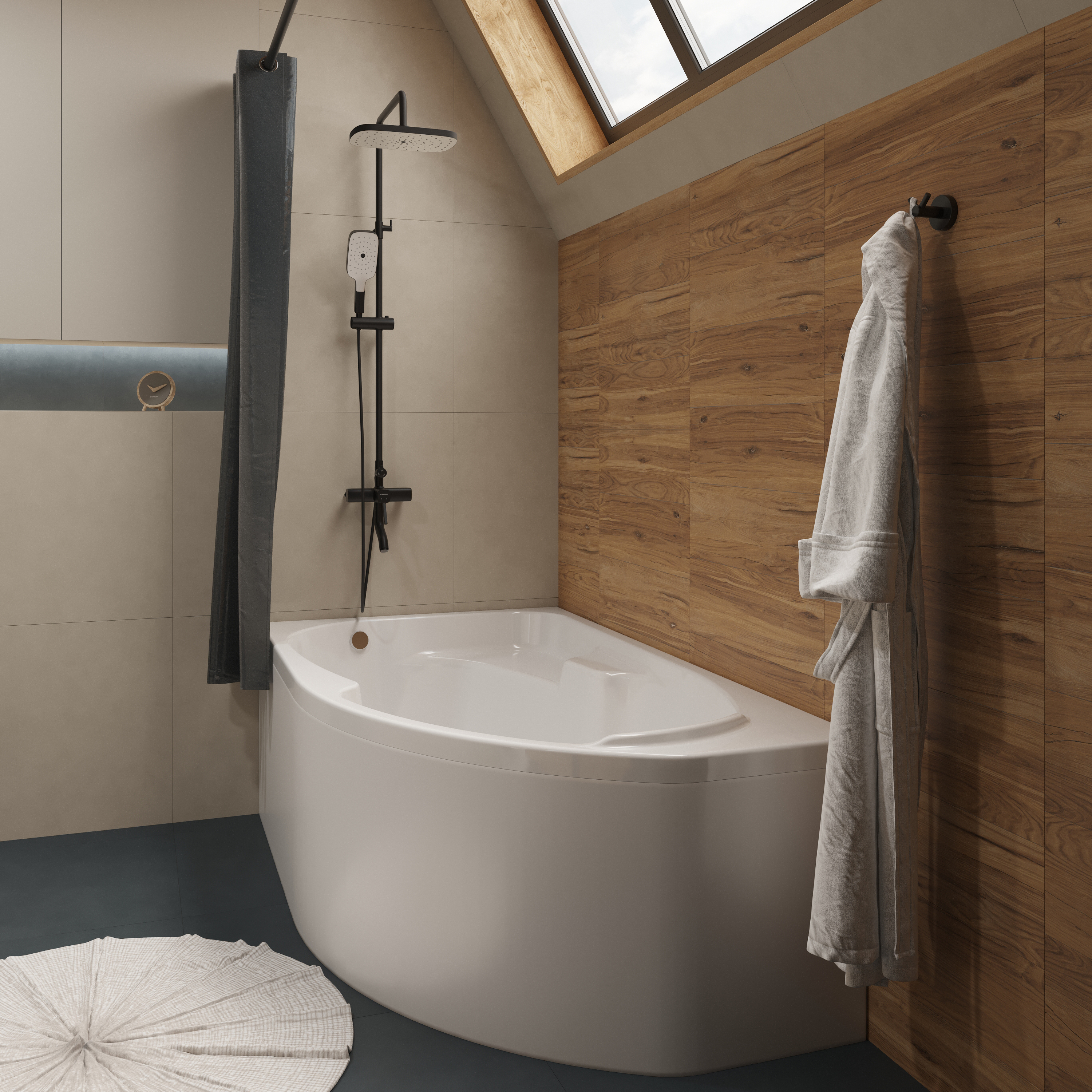 Душевая стойка STWORKI Мосс FT13196OBD, со смесителем для ванны, черная матовая