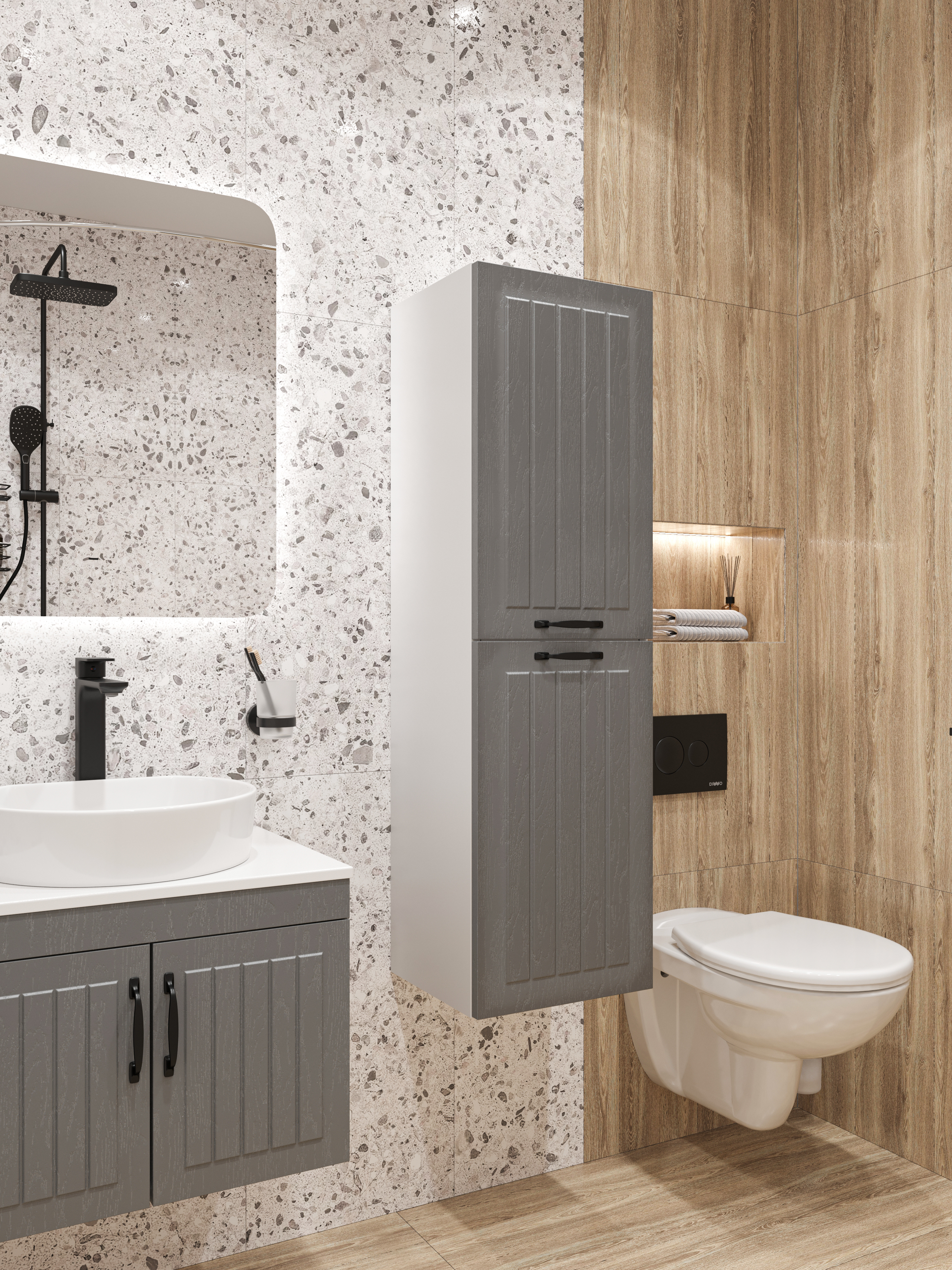 Шкаф-пенал для ванной DIWO Сочи подвесной антрацит