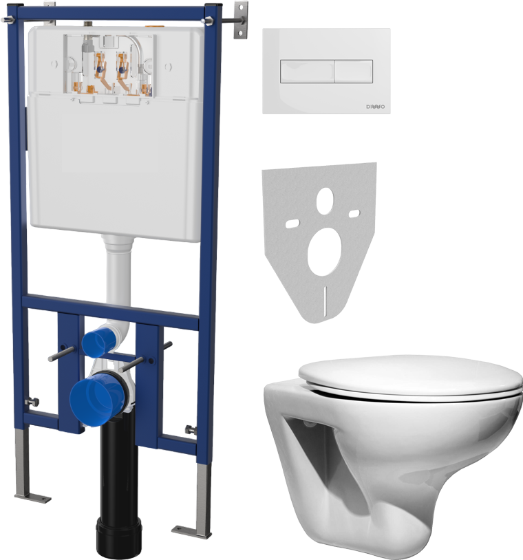 Комплект 4 в 1 Унитаз подвесной Roca Mateo 346200000 + Сиденье DIWO Матео 0346 быстросъемное, с микролифтом + Инсталляция 4501 + Кнопка 7320 цвет глянцевый белый