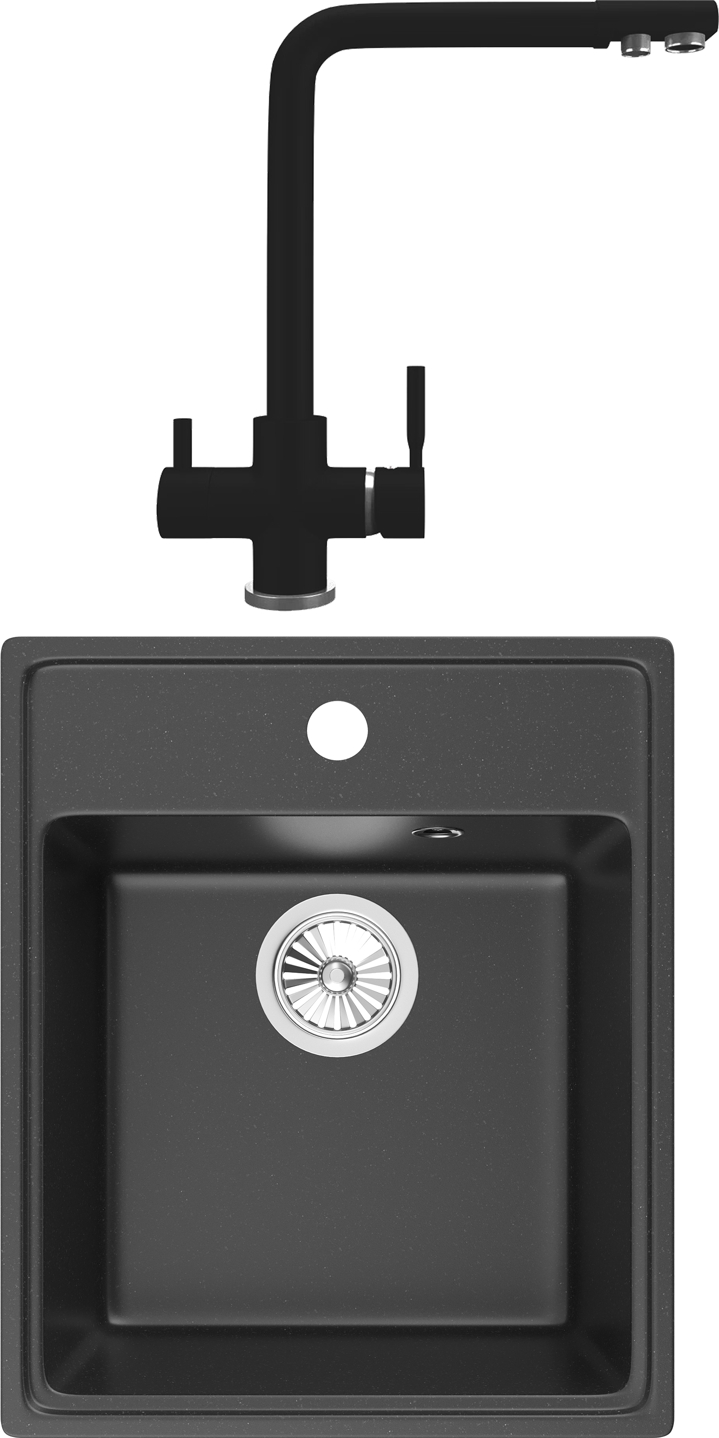 Комплект Мойка кухонная Domaci Солерно DF 425-07 уголь + Смеситель UQ-016-07 уголь