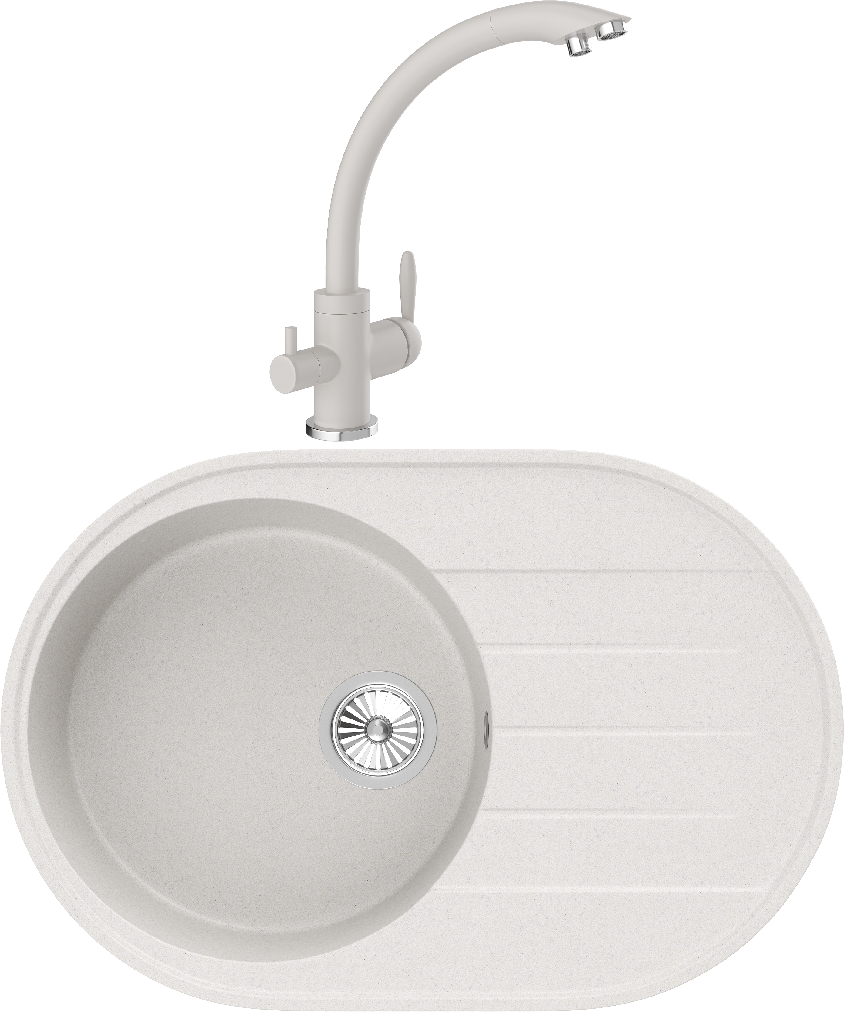 Комплект Мойка кухонная Domaci Солерно DN 750-01 жасмин + Смеситель UQ-017-01 жасмин