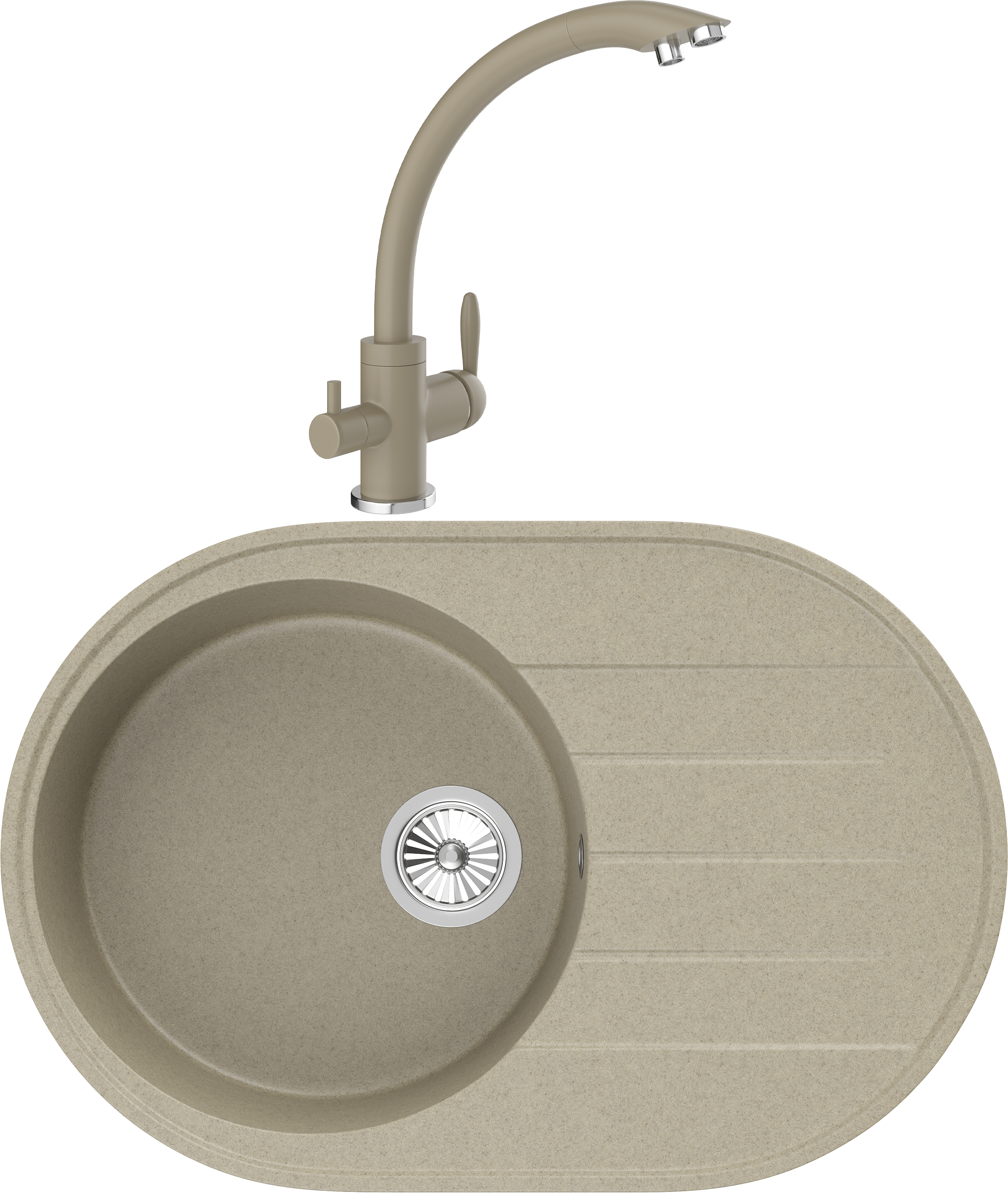 Комплект Мойка кухонная Domaci Солерно DN 750-03 десерт + Смеситель UQ-017-03 десерт