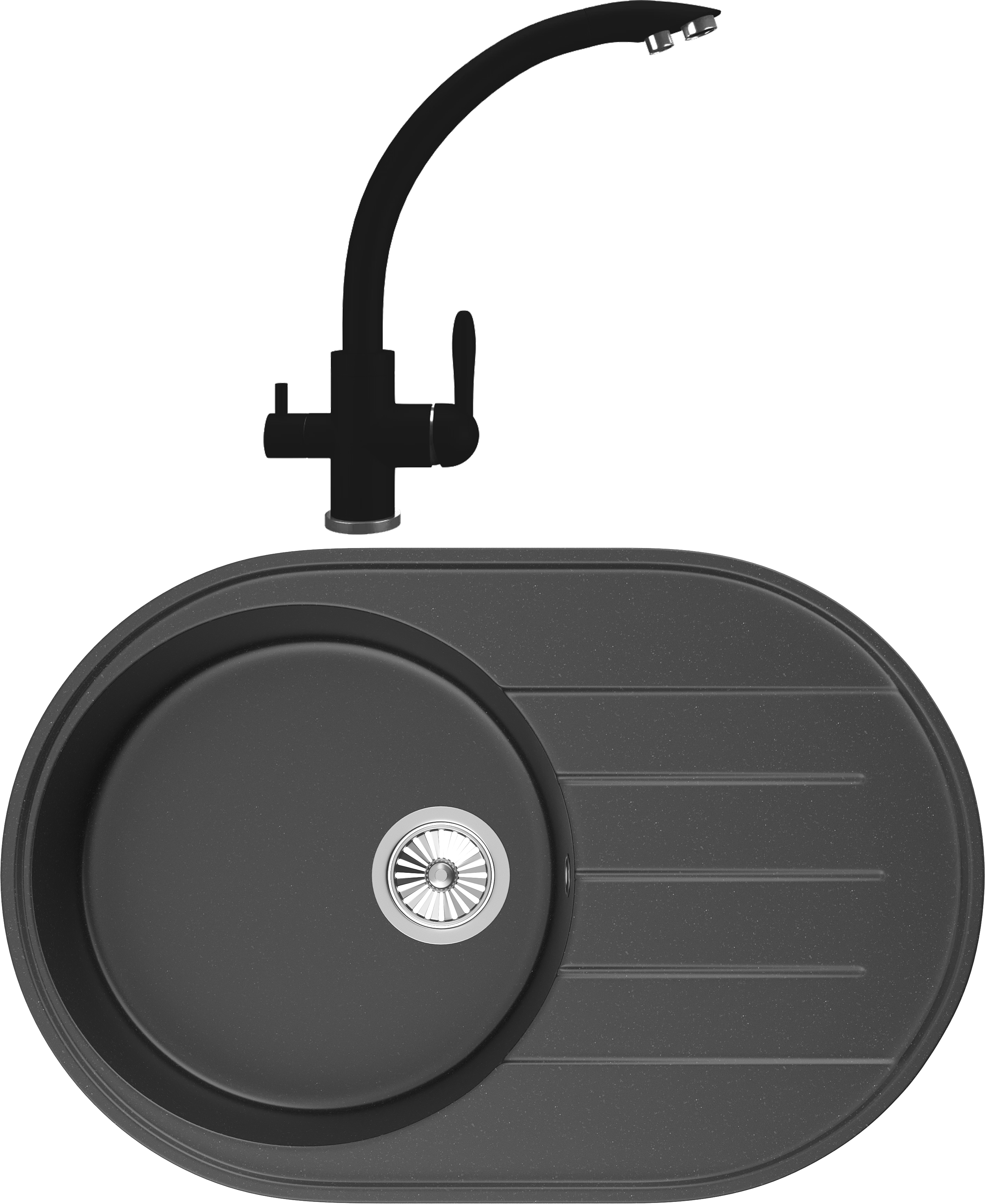 Комплект Мойка Domaci Солерно DN 750-07 уголь + Смеситель UQ-017-07 уголь