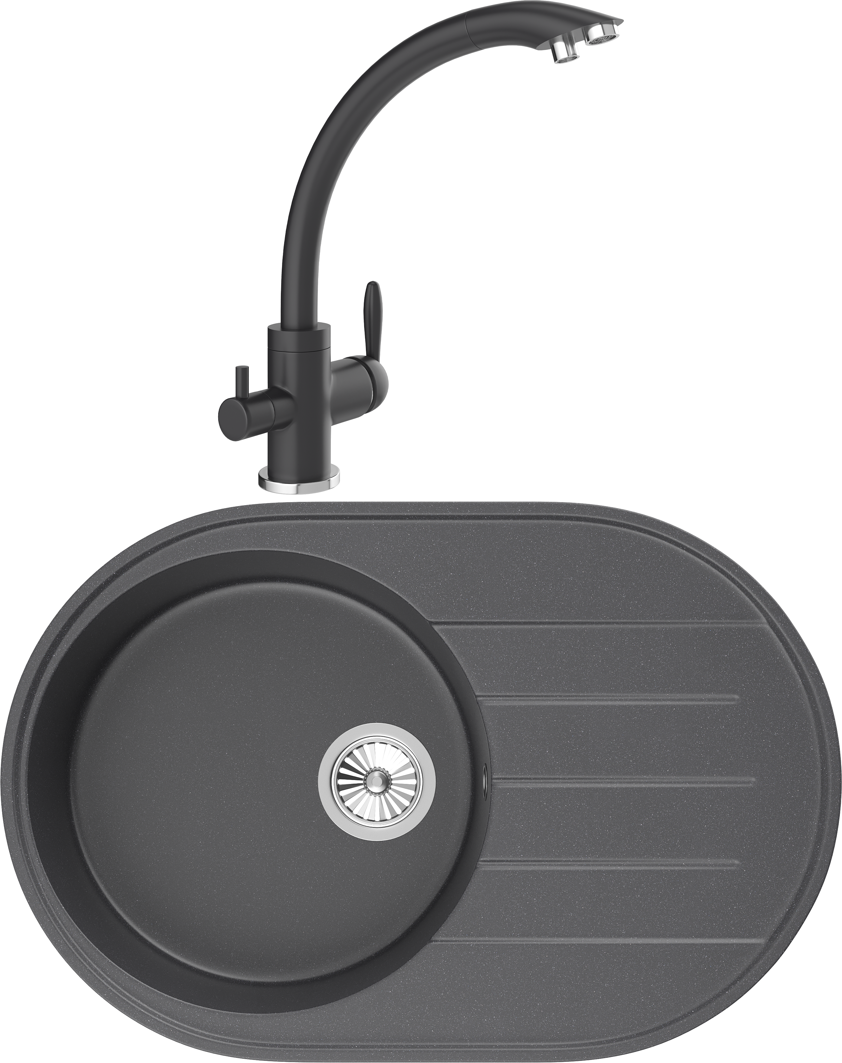 Комплект Мойка кухонная Domaci Солерно DN 750-08 космос + Смеситель UQ-017-08 космос