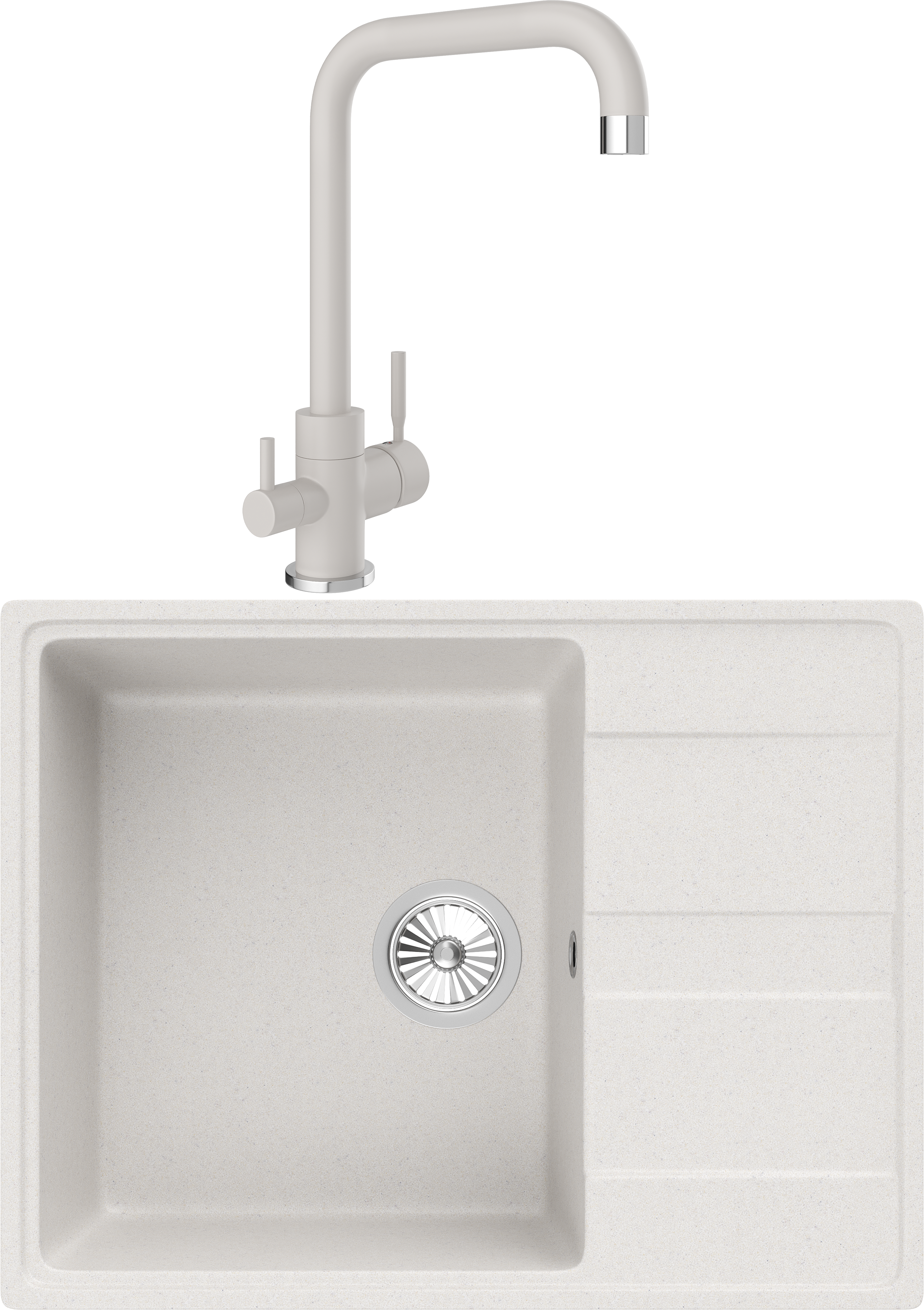 Комплект Мойка кухонная Domaci Солерно DP 650-01 жасмин + Смеситель UQ-019-01 жасмин