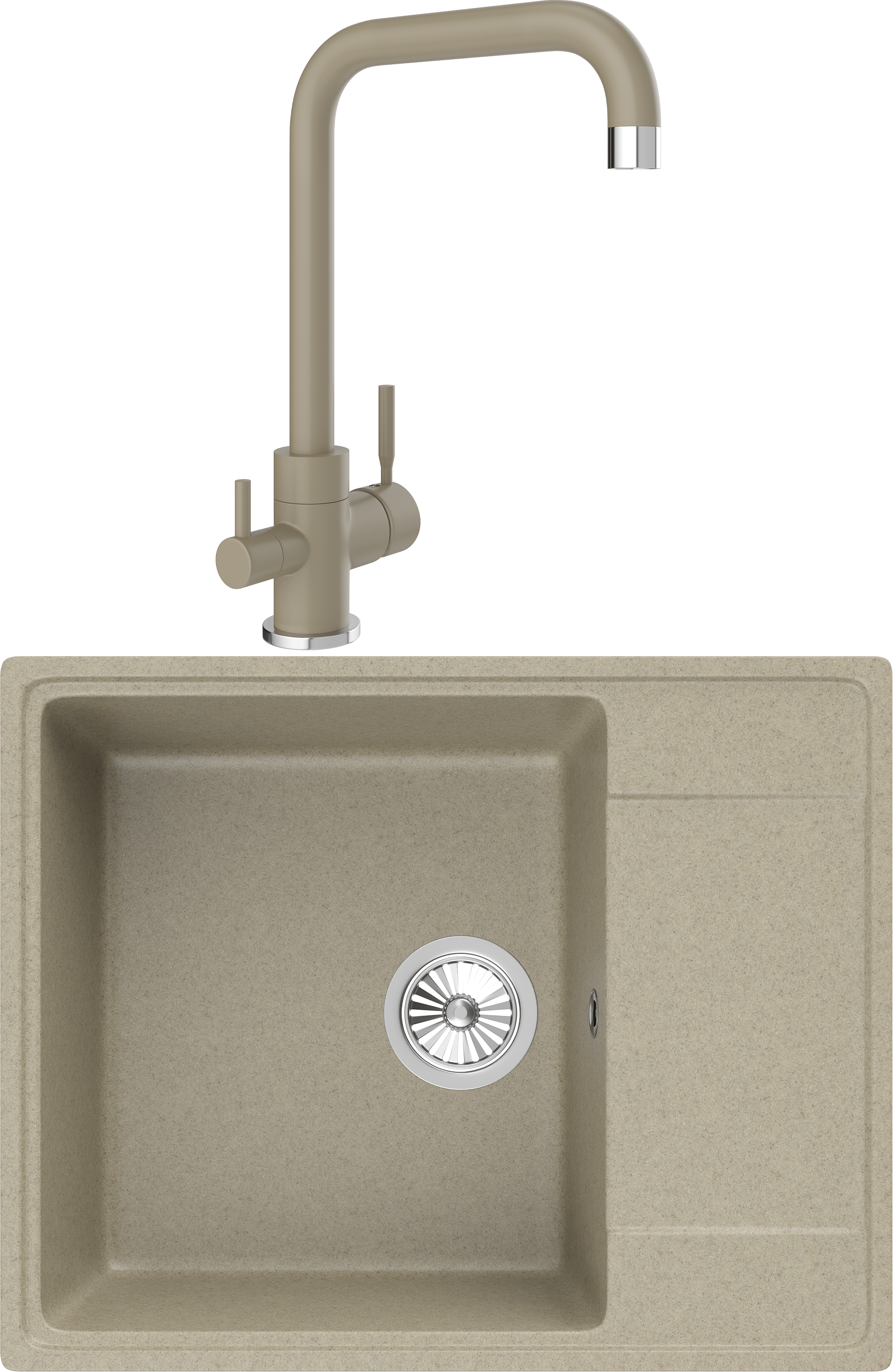 Комплект Мойка Domaci Солерно DP 605-03 десерт + Смеситель UQ-019-03 десерт