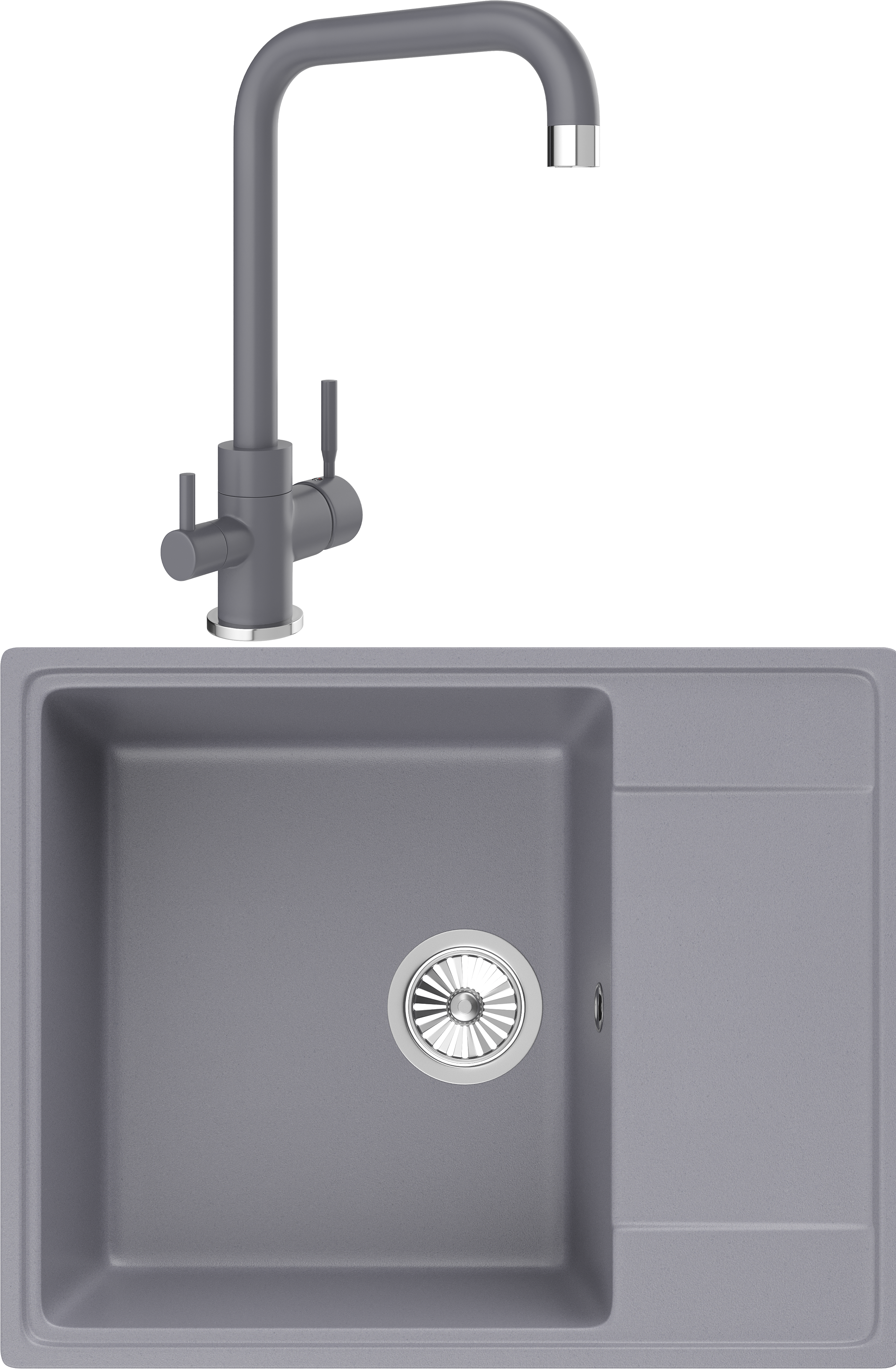 Комплект Мойка Domaci Солерно DP 605-05 бетон + Смеситель UQ-019-05 бетон