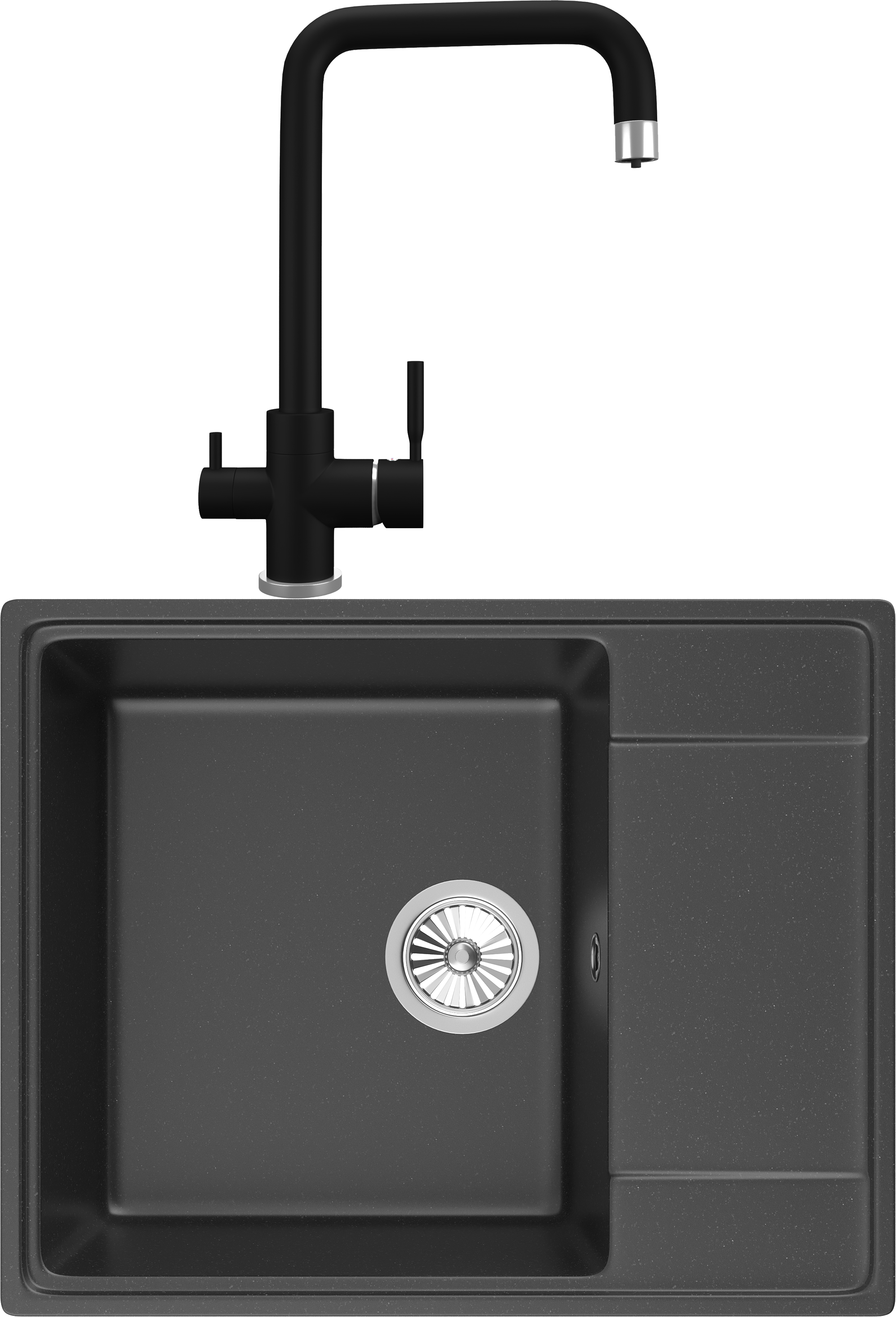 Комплект Мойка Domaci Солерно DP 605-07 уголь + Смеситель UQ-019-07 уголь