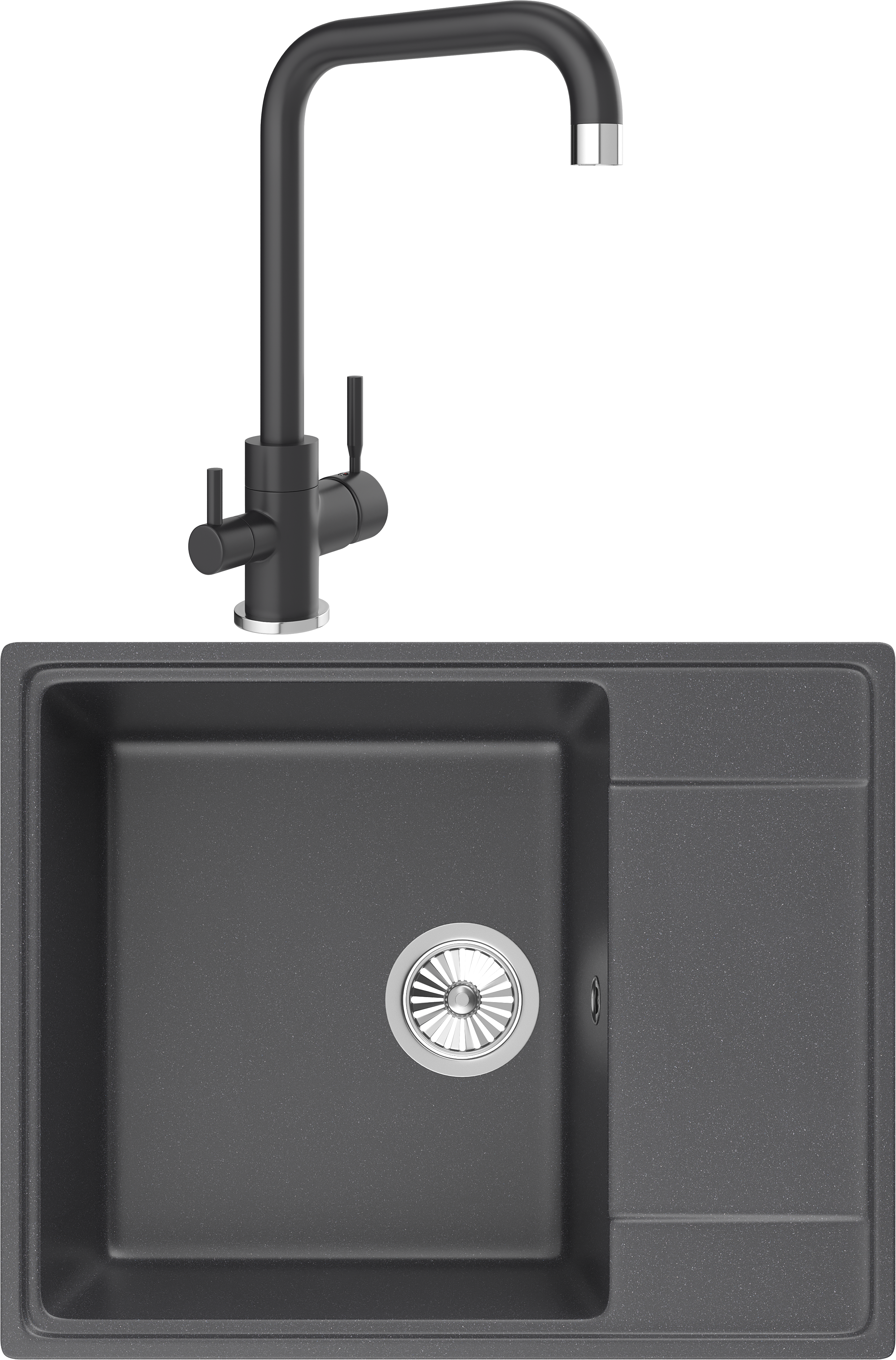 Комплект Мойка Domaci Солерно DP 605-08 космос + Смеситель UQ-019-08 космос