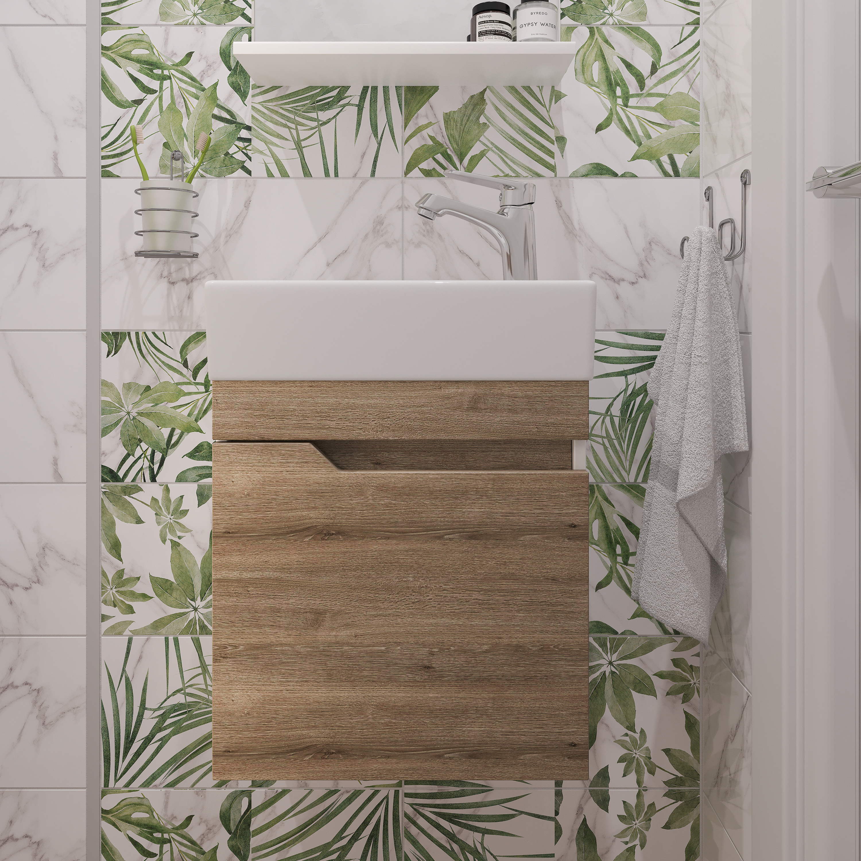 Тумба под раковину без столешницы DIWO Воронеж 40 подвесная, ореховый дубослив