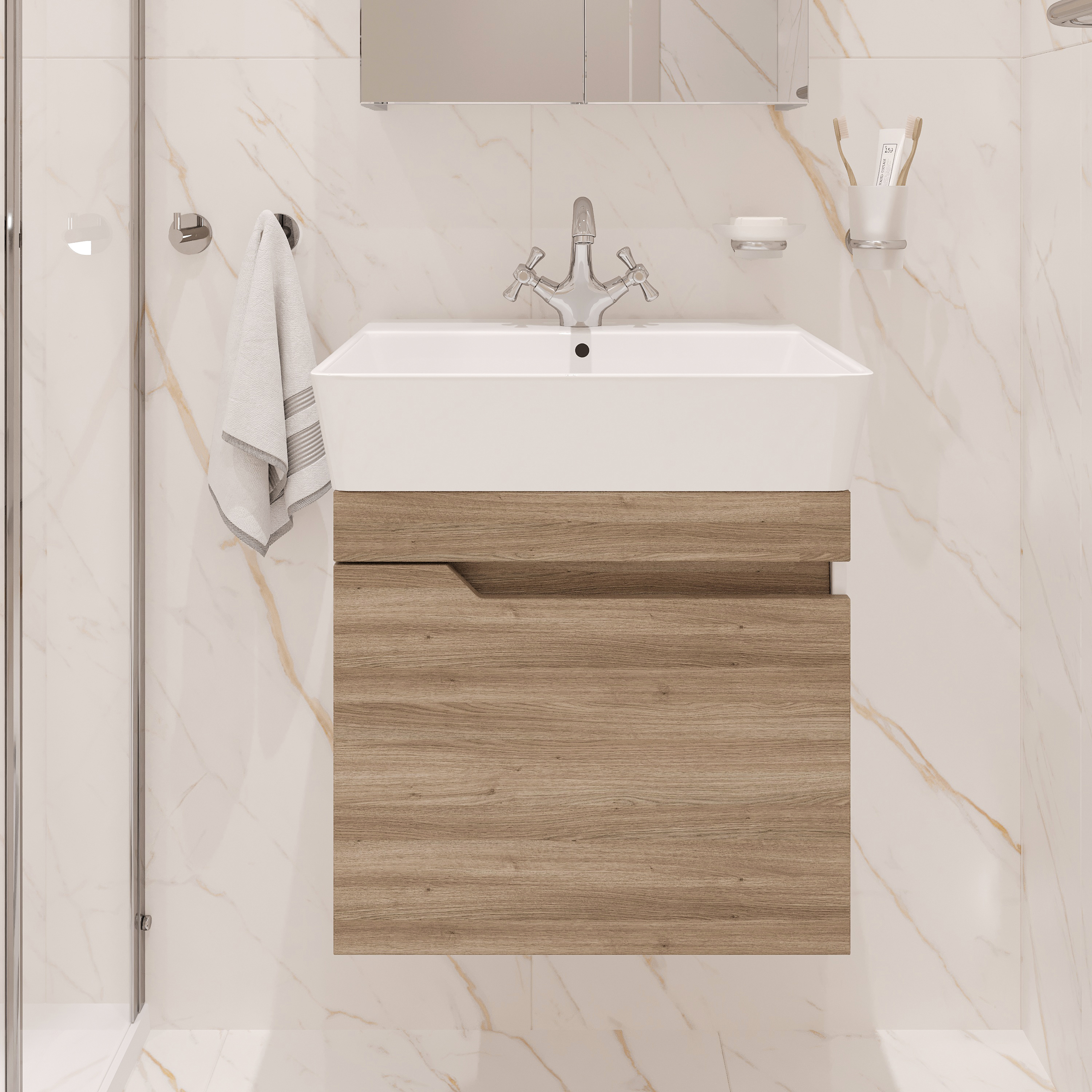 Тумба под раковину без столешницы DIWO Воронеж 50 подвесная, ореховый дубослив