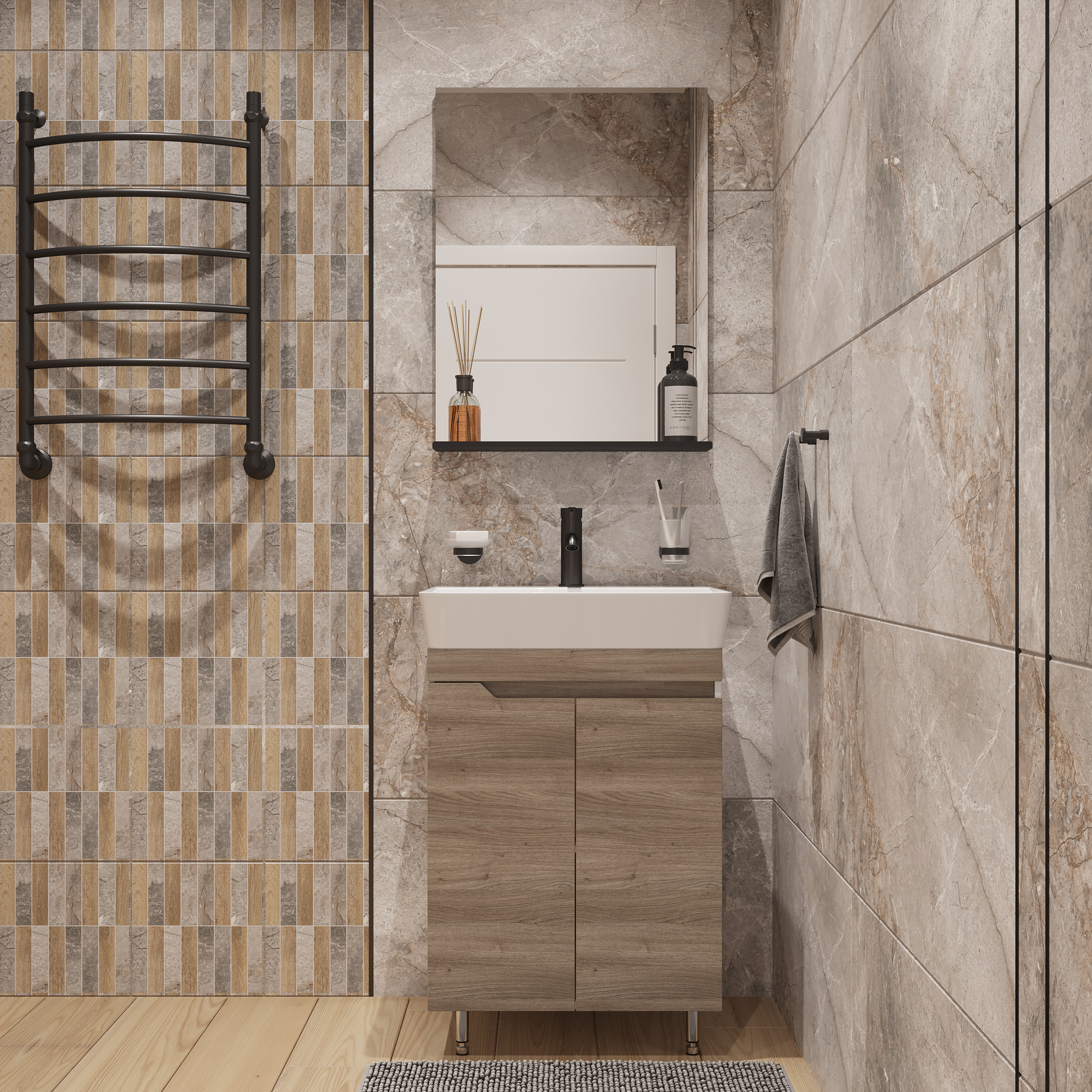 Мебель для ванной комнаты DIWO Воронеж 60 напольная, ореховый дубослив