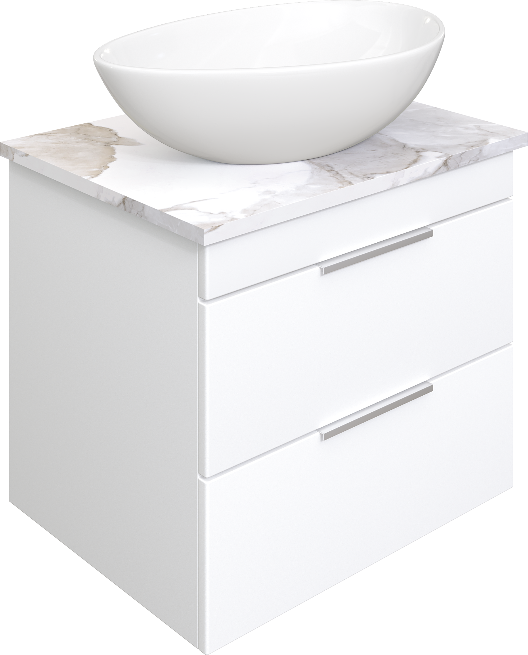 Тумба с раковиной STWORKI Копенгаген 60 белая, со столешницей Stone Life 60