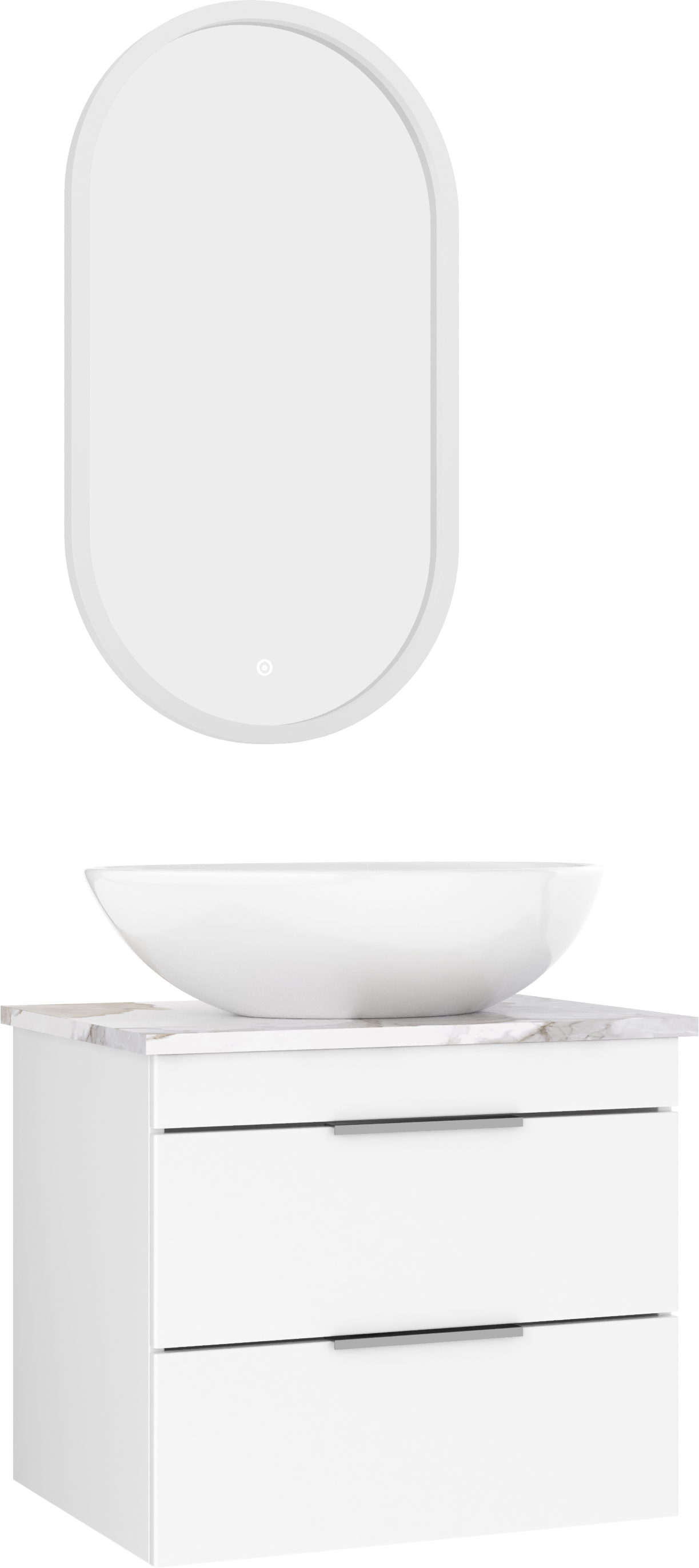 Мебель для ванной комнаты STWORKI Копенгаген Копенгаген 60 белая со светлой столешницей, с раковиной Moduo 55 Leaf