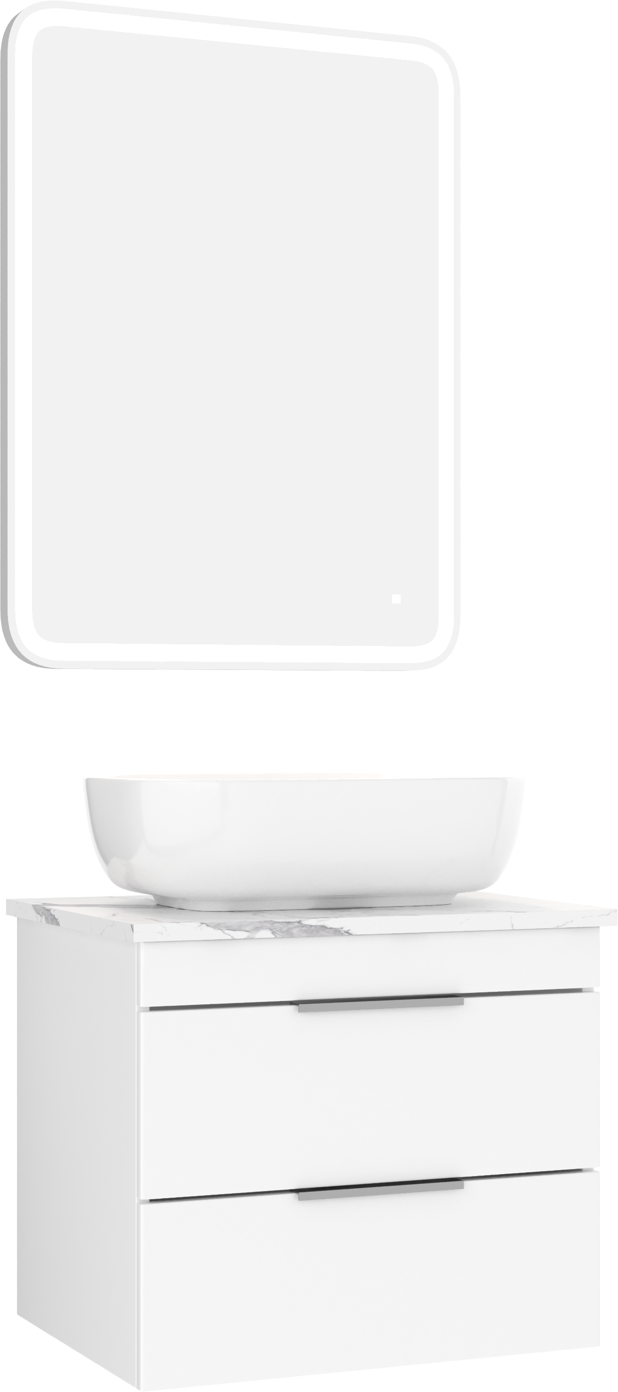 Мебель для ванной комнаты STWORKI Копенгаген Копенгаген 60 белая со светлой столешницей, с раковиной Moduo 50 Square