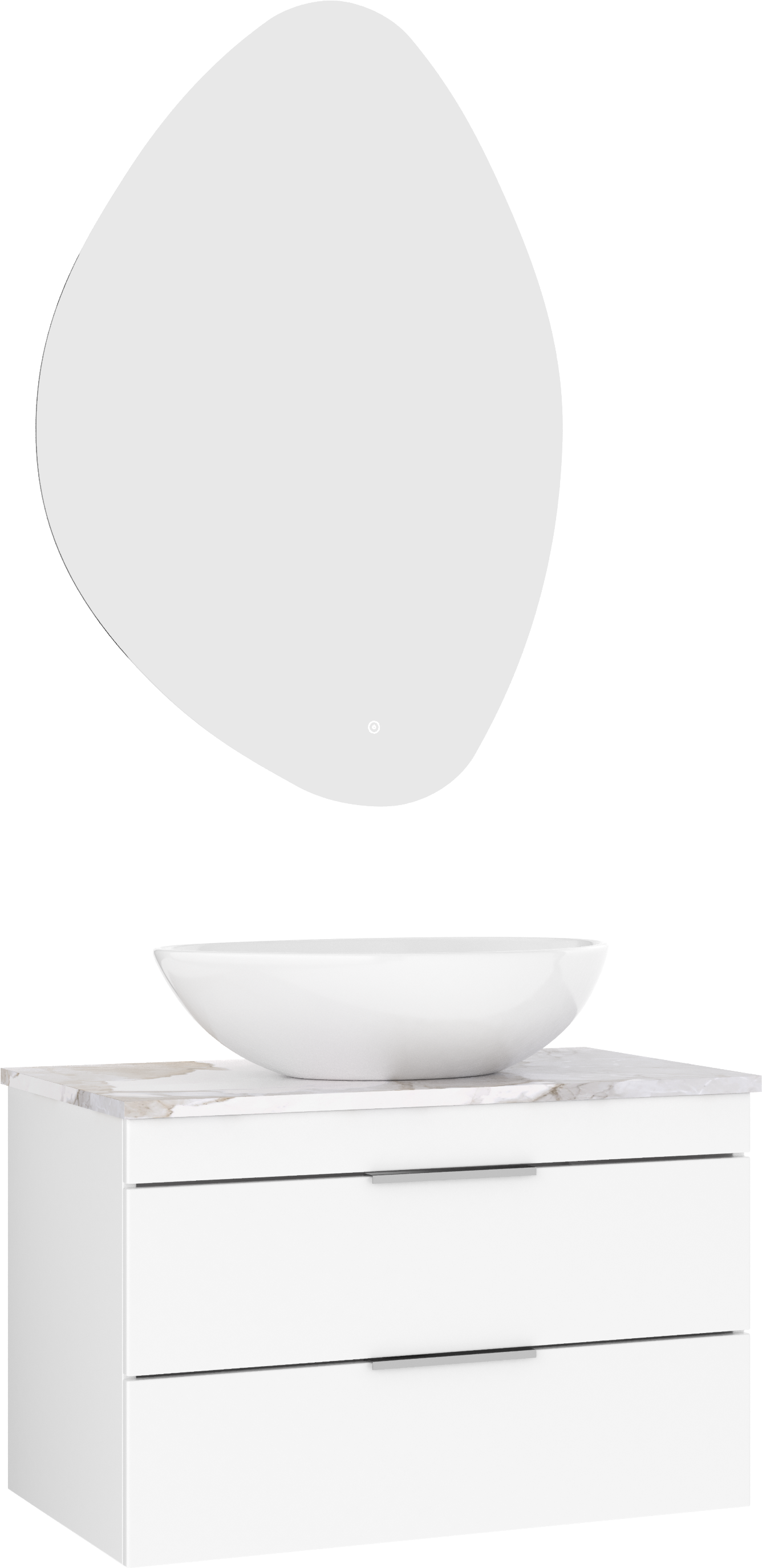 Мебель для ванной комнаты STWORKI Копенгаген 80 белая со светлой столешницей, с раковиной Moduo 55 Leaf