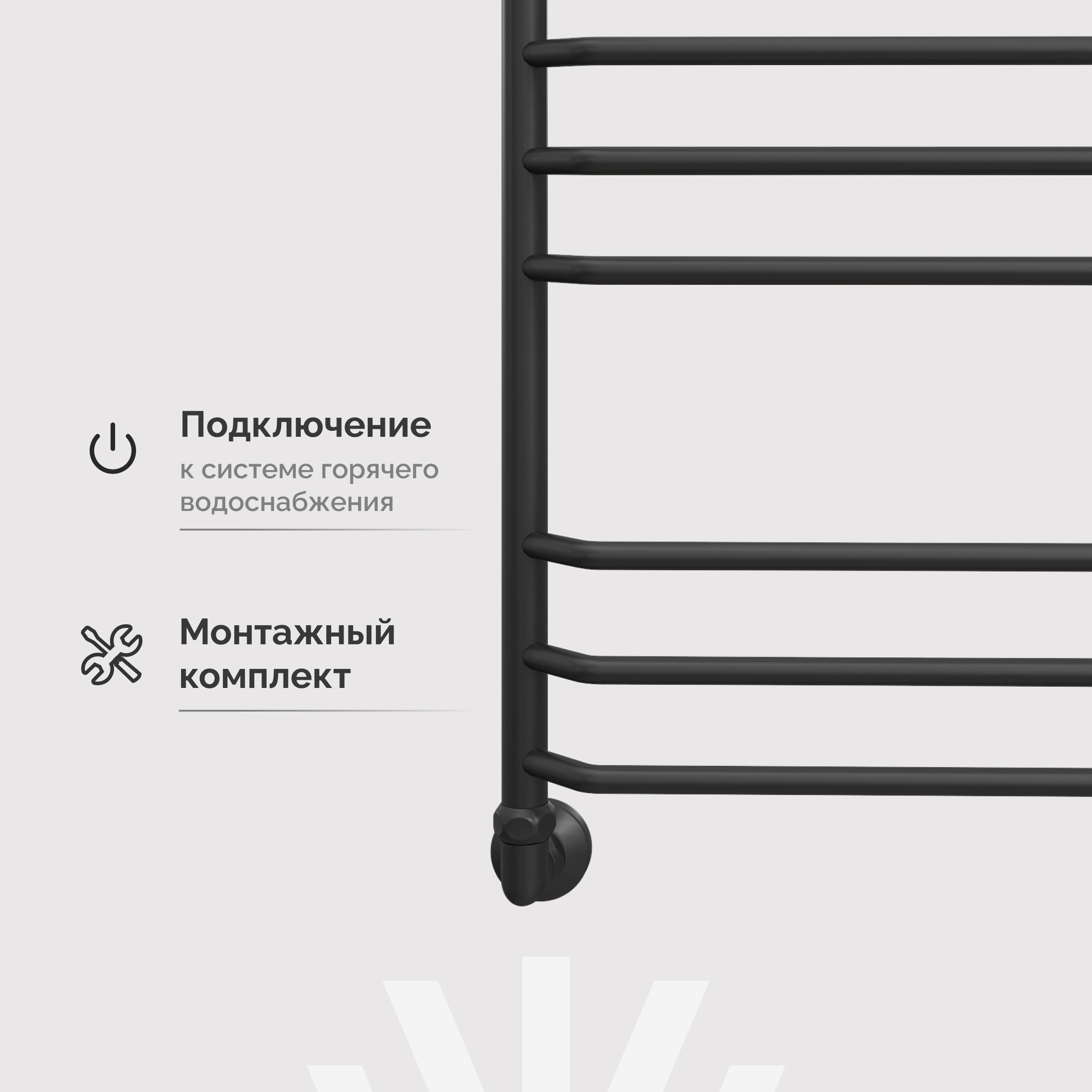 Полотенцесушитель водяной EWRIKA Сафо БР3 100х50, черный, с полкой, с монтажным набором купить в Тамбове