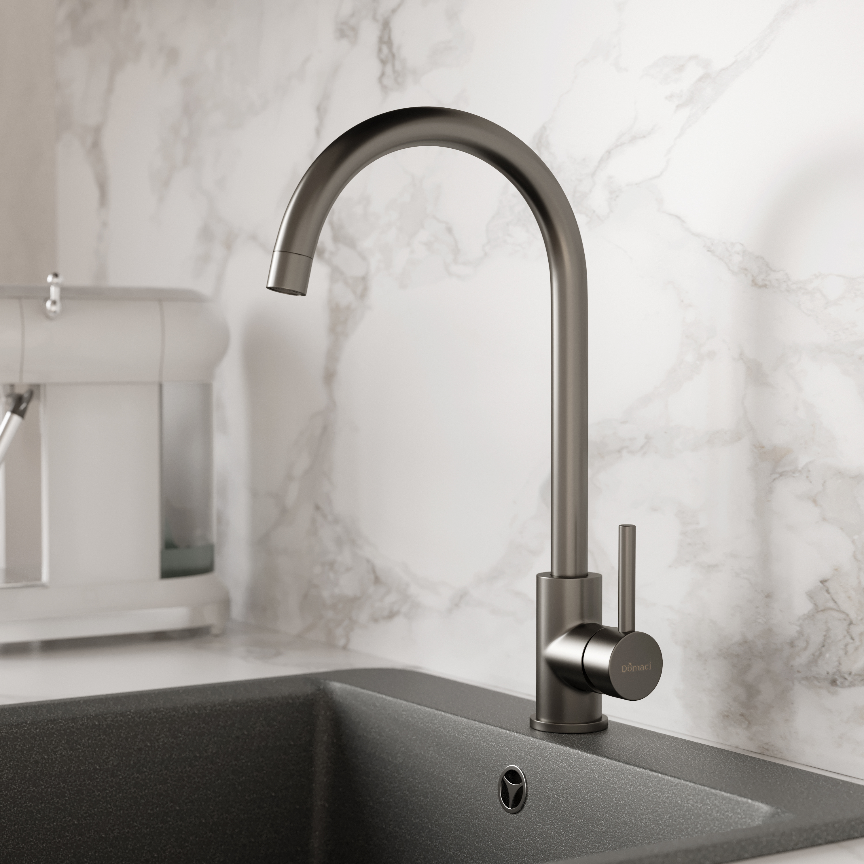 Смеситель для кухни Domaci Равенна DM-030922-GM вороненая сталь