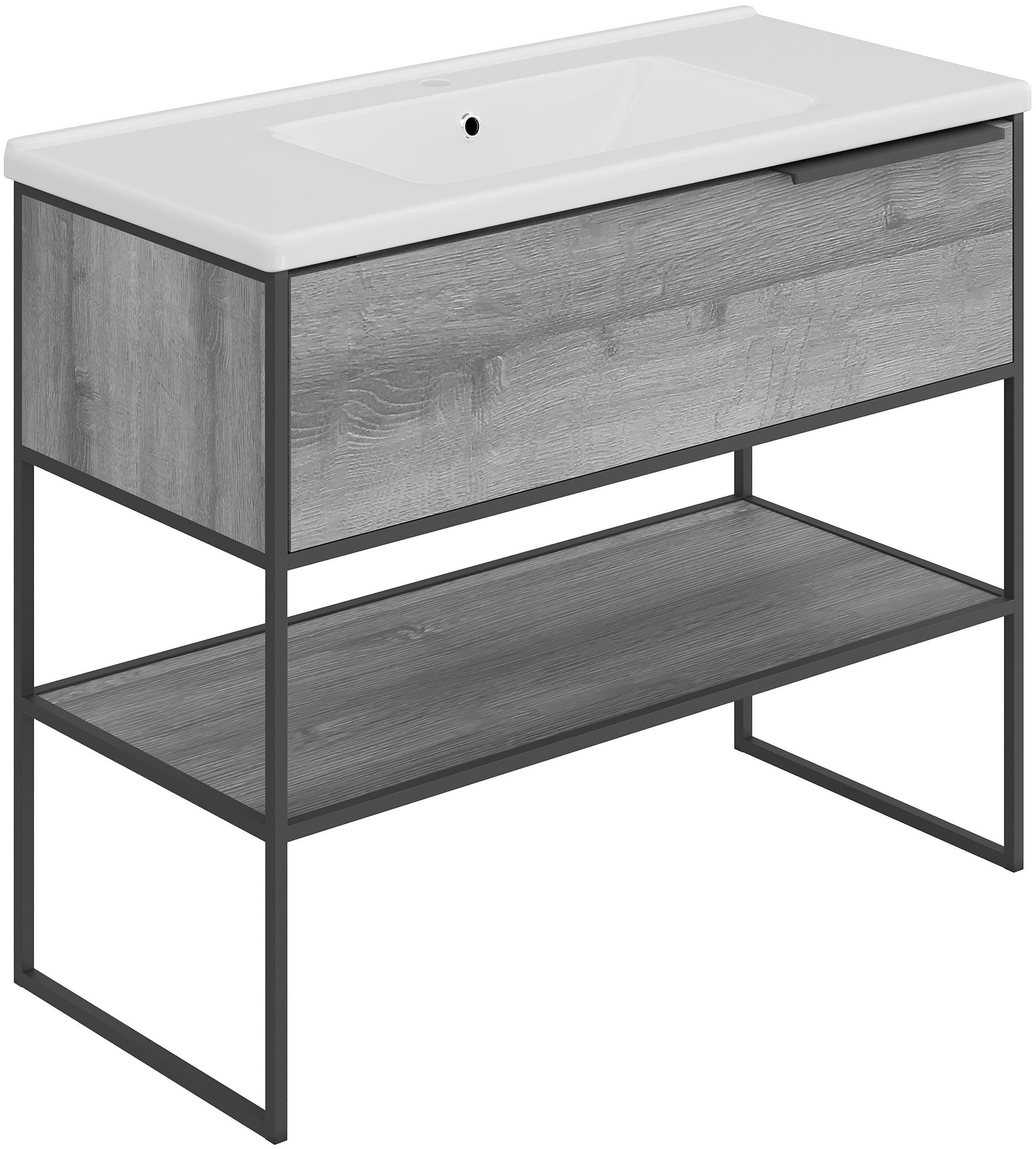 Тумба с раковиной STWORKI Брамминг 100 напольная, дуб шерман серый