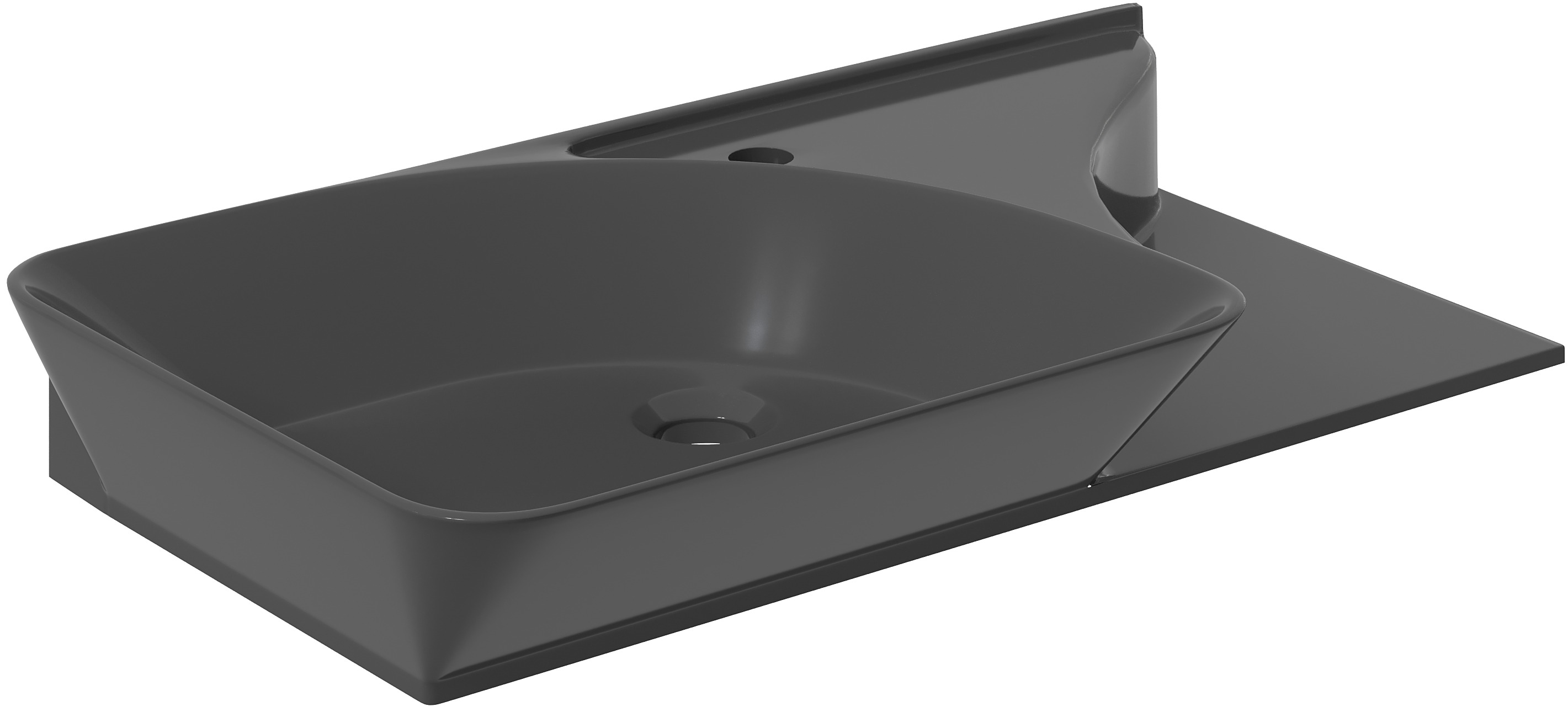 Мебельная раковина STWORKI Ши 81 накладная, антрацит, прямоугольная, фаянс