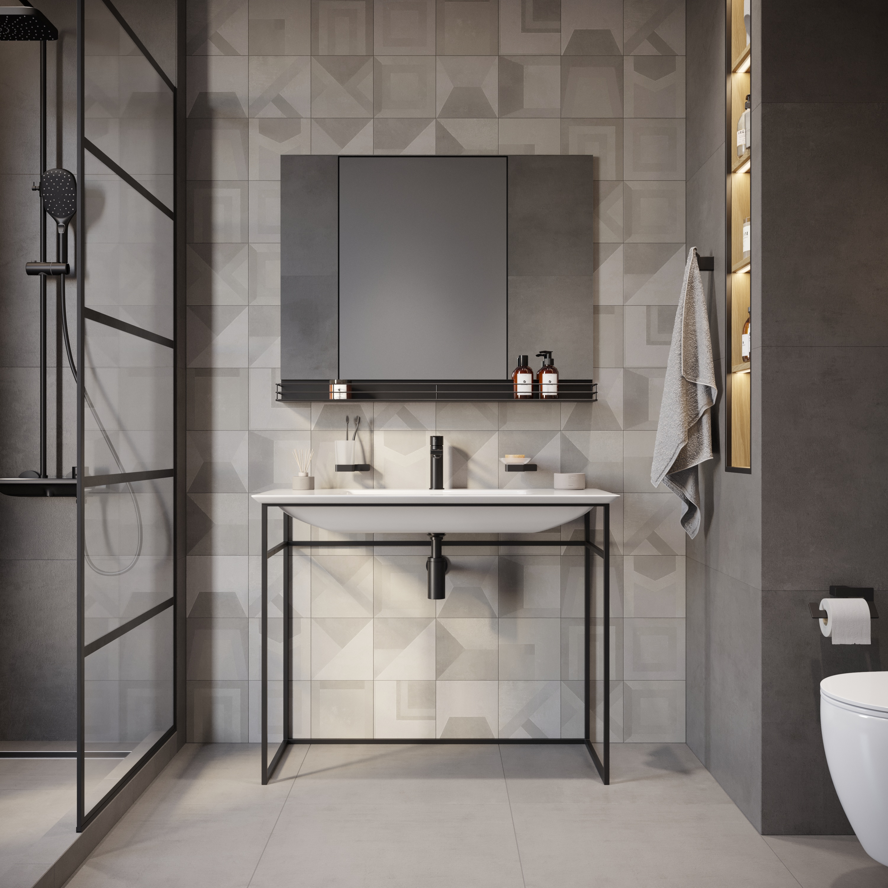 Мебель для ванной комнаты STWORKI Мосс 105 с раковиной 14105-KL, черный муар