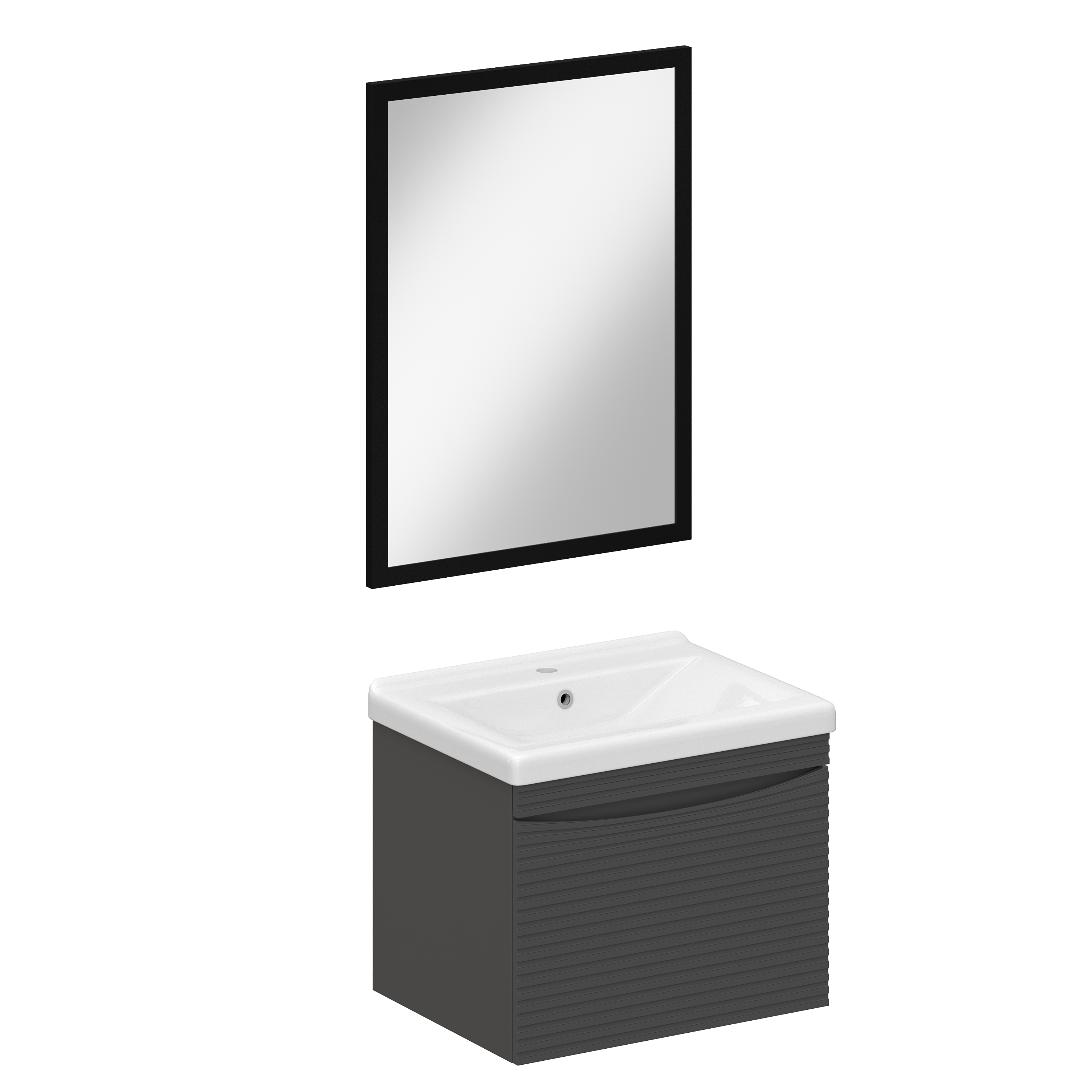 Мебель для ванной комнаты STWORKI Хедмарк 60 антрацит, раковина с утолщенным краем