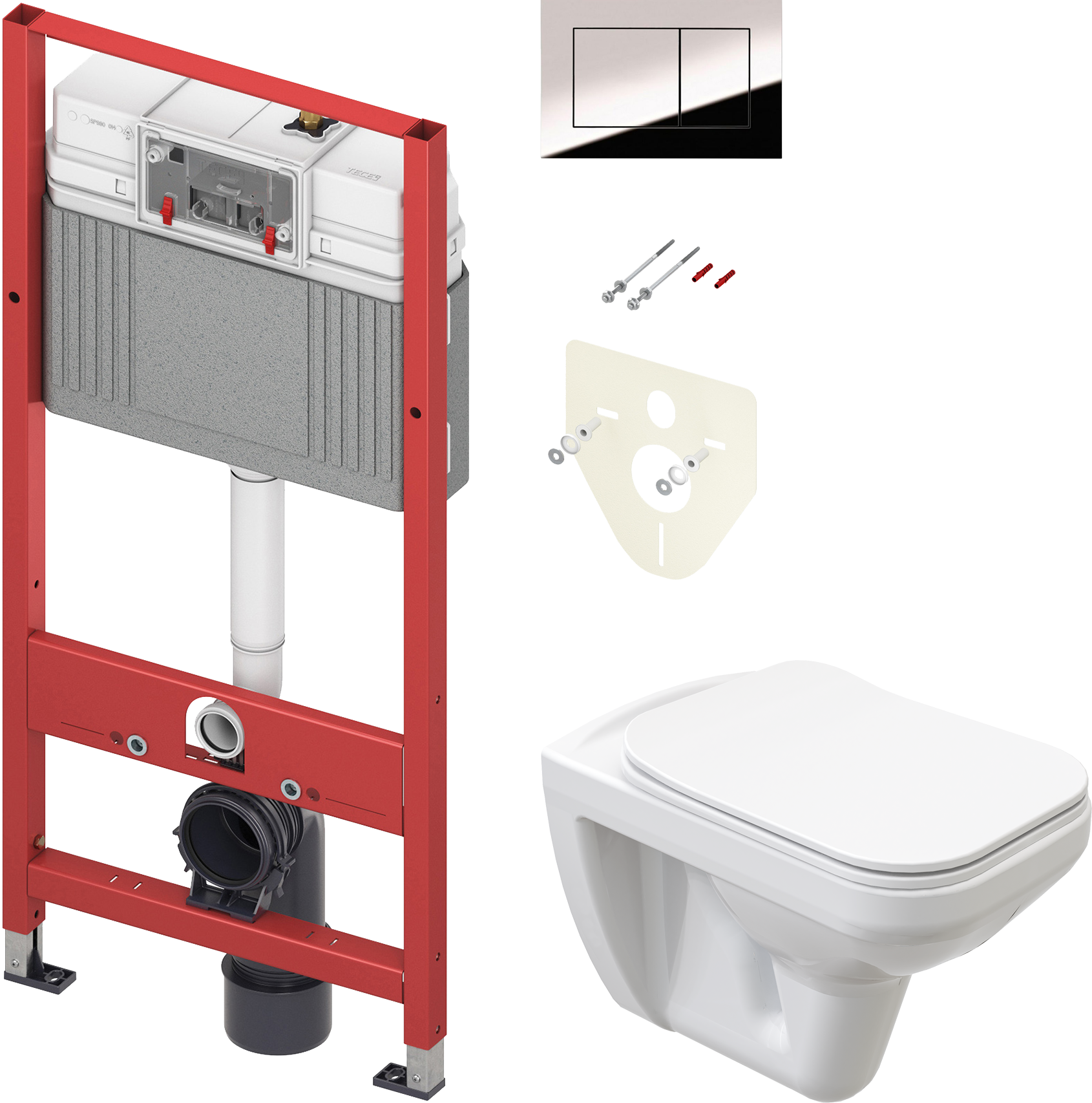 Комплект  Унитаз подвесной STWORKI Дублин SETK3504-0605-001-1-6000 с микролифтом + Система инсталляции для унитазов TECE Now 9400412 4 в 1 с кнопкой смыва