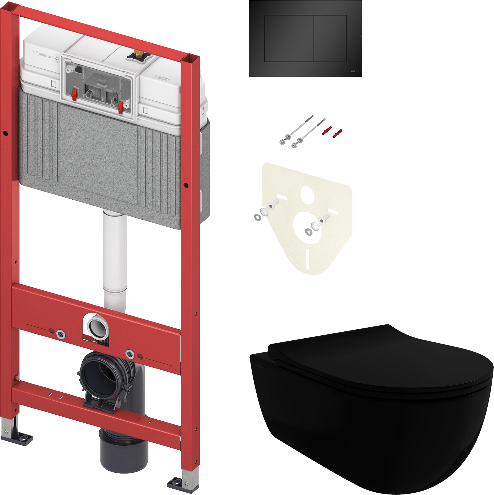 Комплект  Чаша для унитаза подвесного BOCCHI V-Tondo 1416-004-0129 безободковая, черная матовая + Крышка-сиденье BOCCHI A0336-004 с микролифтом, черна