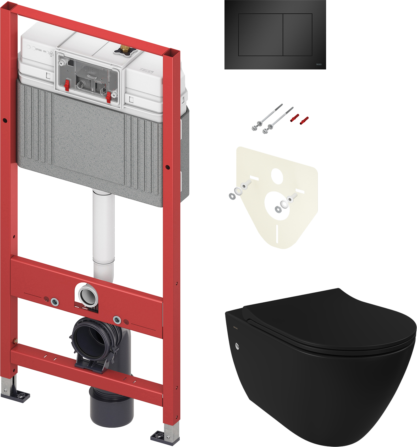 Комплект  Чаша для унитаза подвесного BOCCHI Venezia 1295-004-0129 черная матовая + Крышка-сиденье BOCCHI A0336-004 с микролифтом, черная матовая + Си