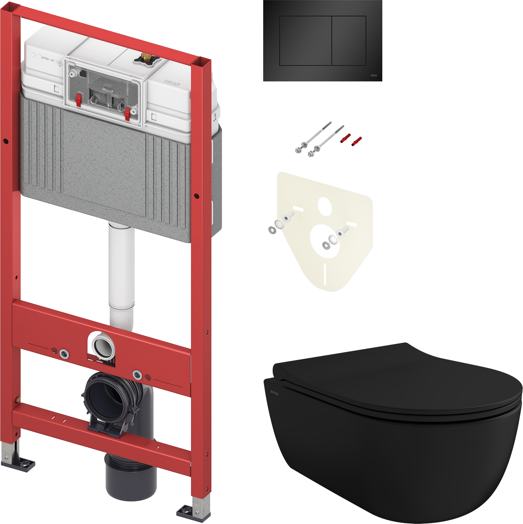 Комплект  Чаша для унитаза подвесного BOCCHI V-Tondo 1417-004-0129 безободковая, черная матовая + Крышка-сиденье BOCCHI A0336-004 с микролифтом, черна