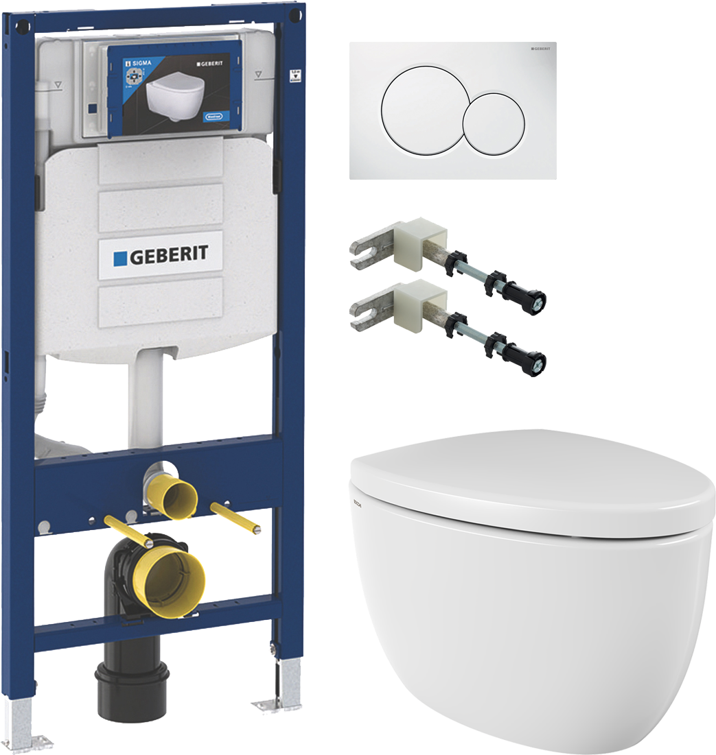 Комплект Унитаз подвесной BOCCHI Etna белый + Крышка-сиденье BOCCHI Etna белая, с микролифтом + Кнопка смыва Geberit Sigma 01 115.770.11.5 белая + Комплект крепления для инсталляций Geberit Duofix 111.815.00.1 к стене + Система инсталляции для унитазов Ge