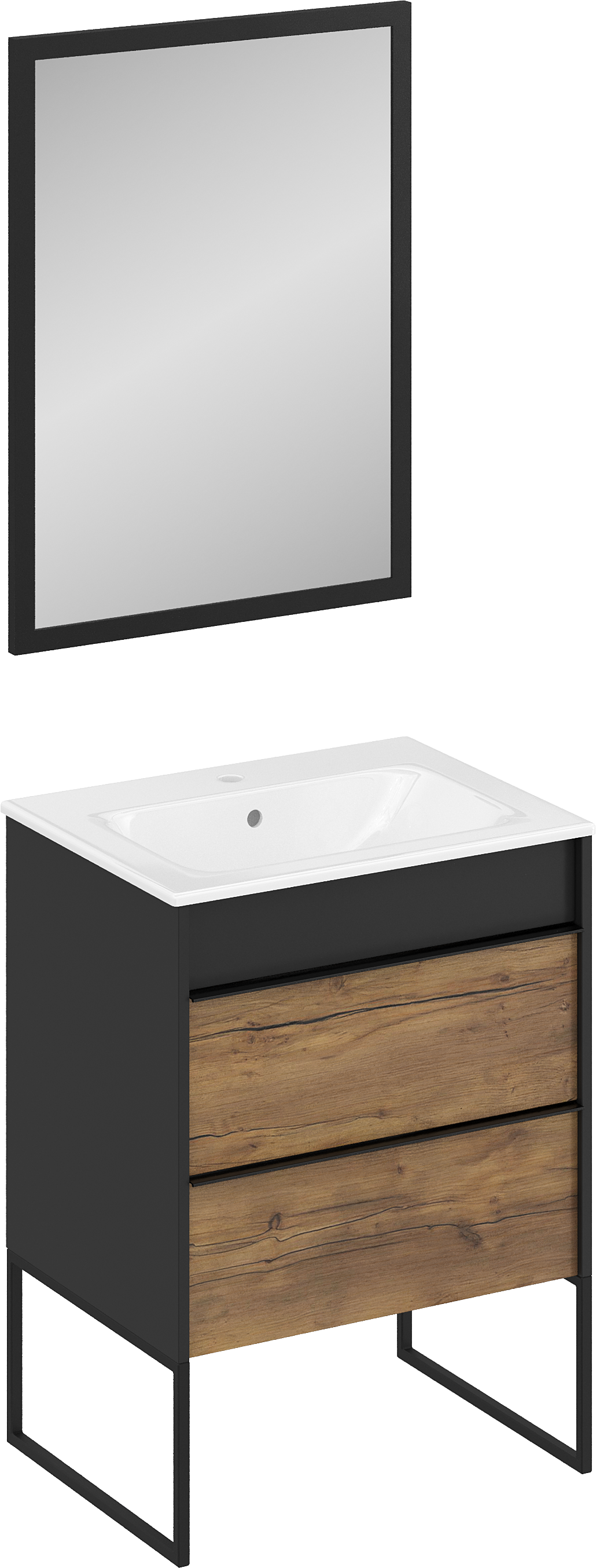 Мебель для ванной комнаты STWORKI Гриндстед 60 дуб таксония, антрацит матовый