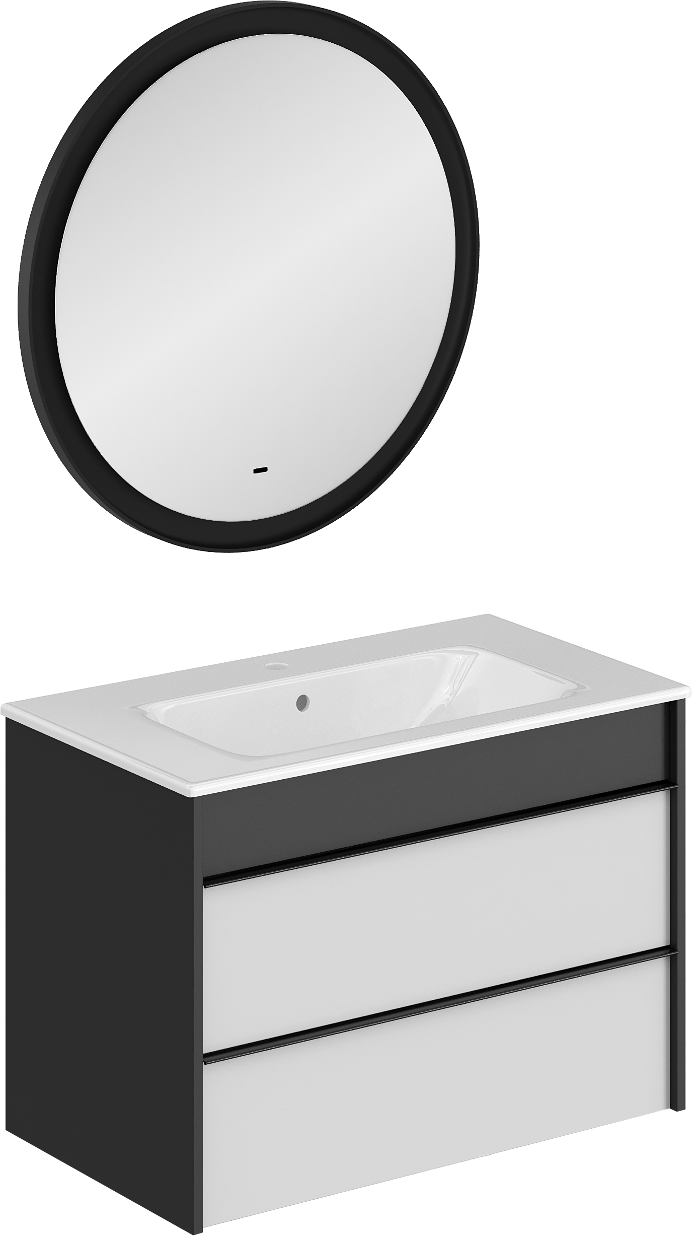 Мебель для ванной комнаты STWORKI Гриндстед 80, белый матовый, антрацит матовый