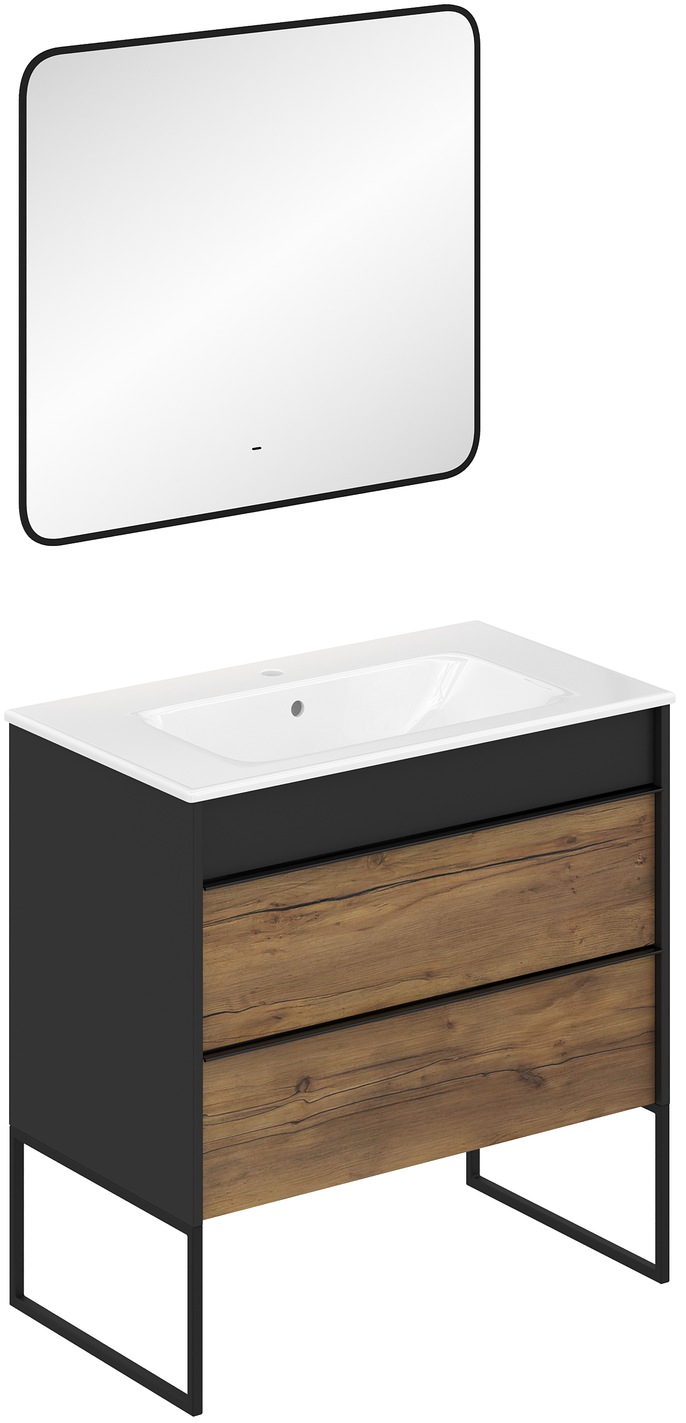 Мебель для ванной комнаты STWORKI Гриндстед 80 дуб таксония, антрацит матовый